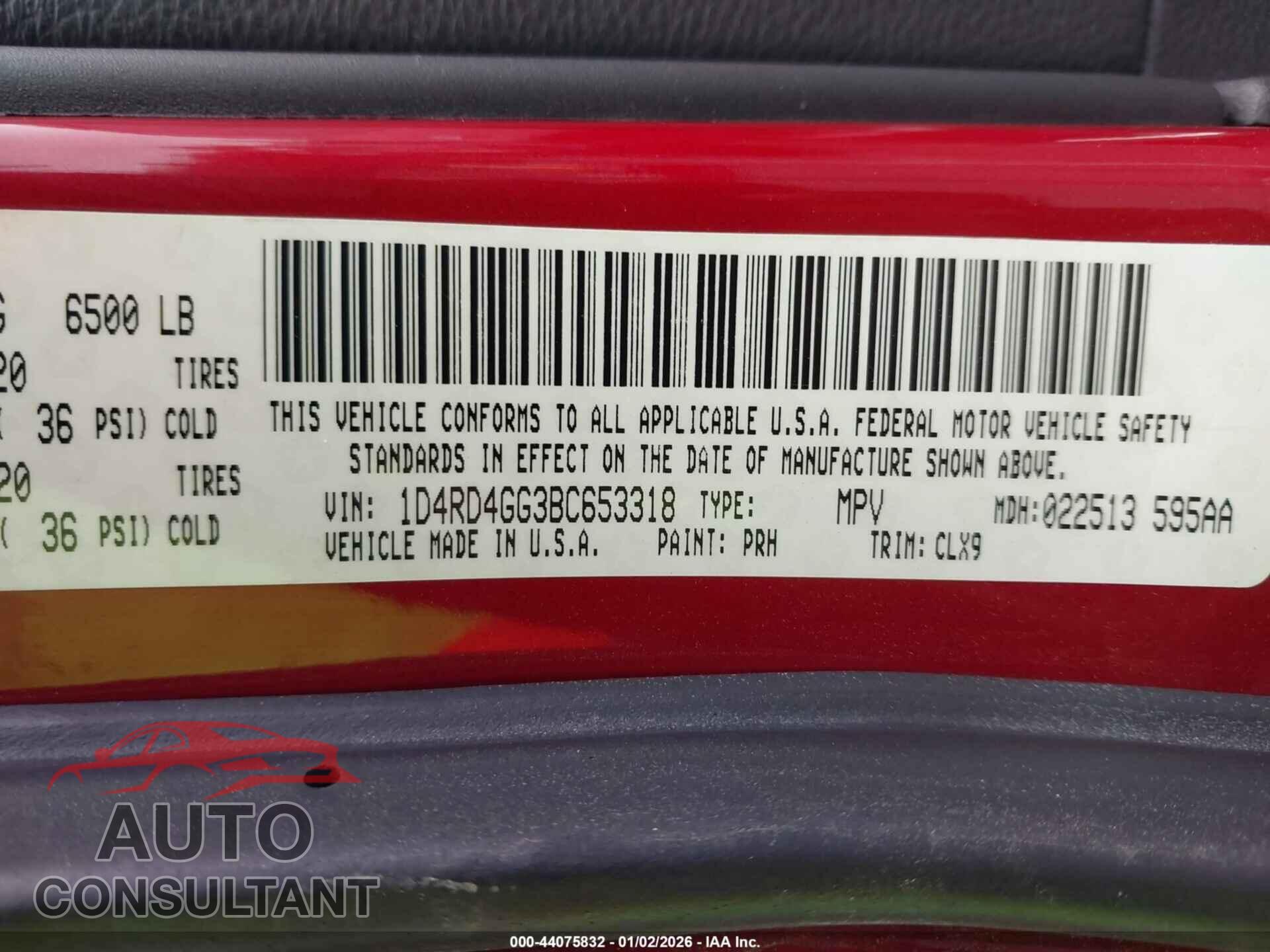 DODGE DURANGO 2011 - 1D4RD4GG3BC653318
