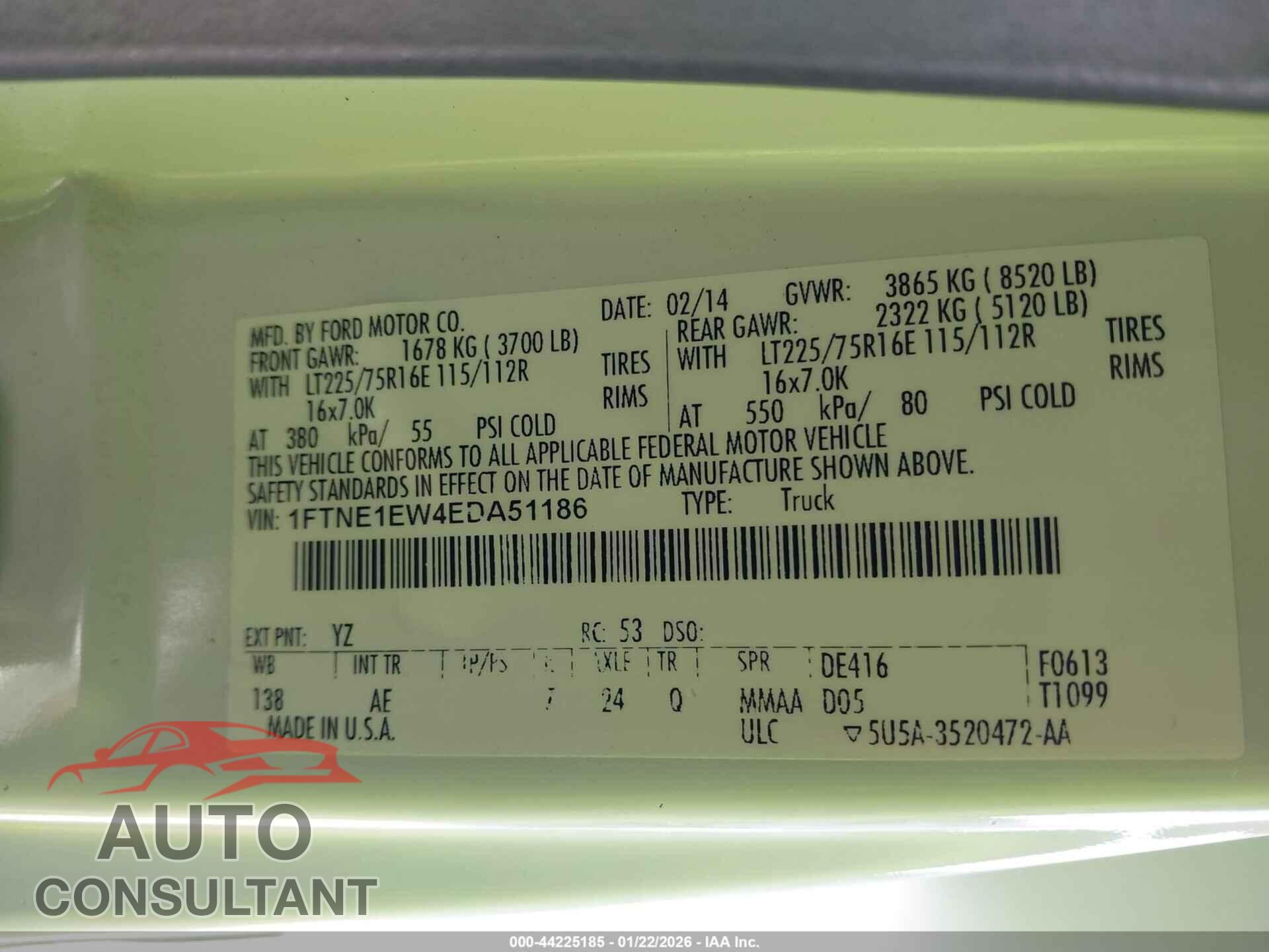 FORD E-150 2014 - 1FTNE1EW4EDA51186
