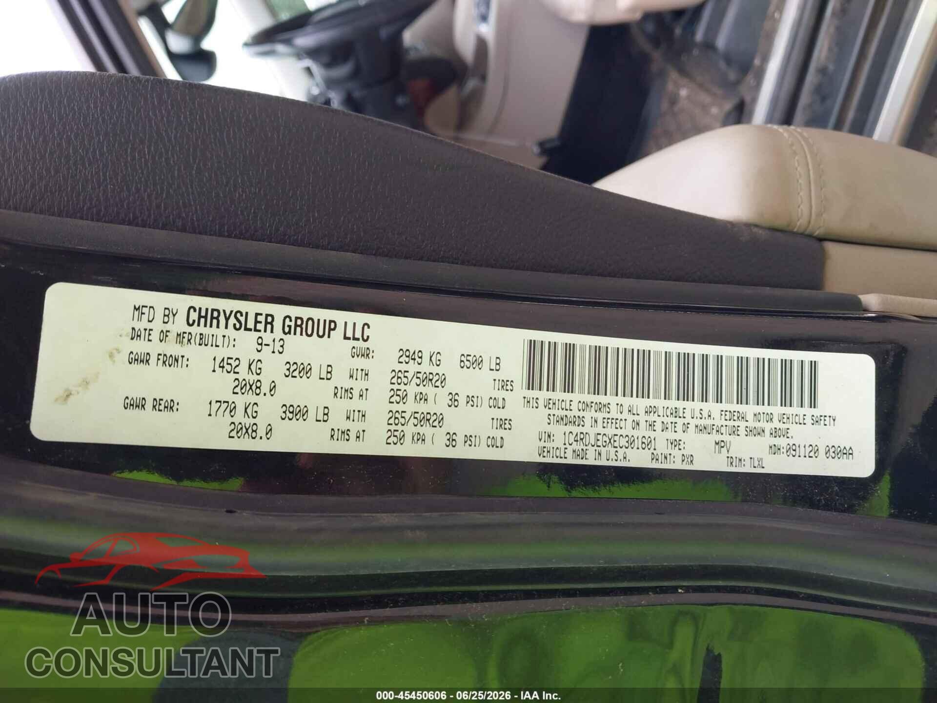 DODGE DURANGO 2014 - 1C4RDJEGXEC301601
