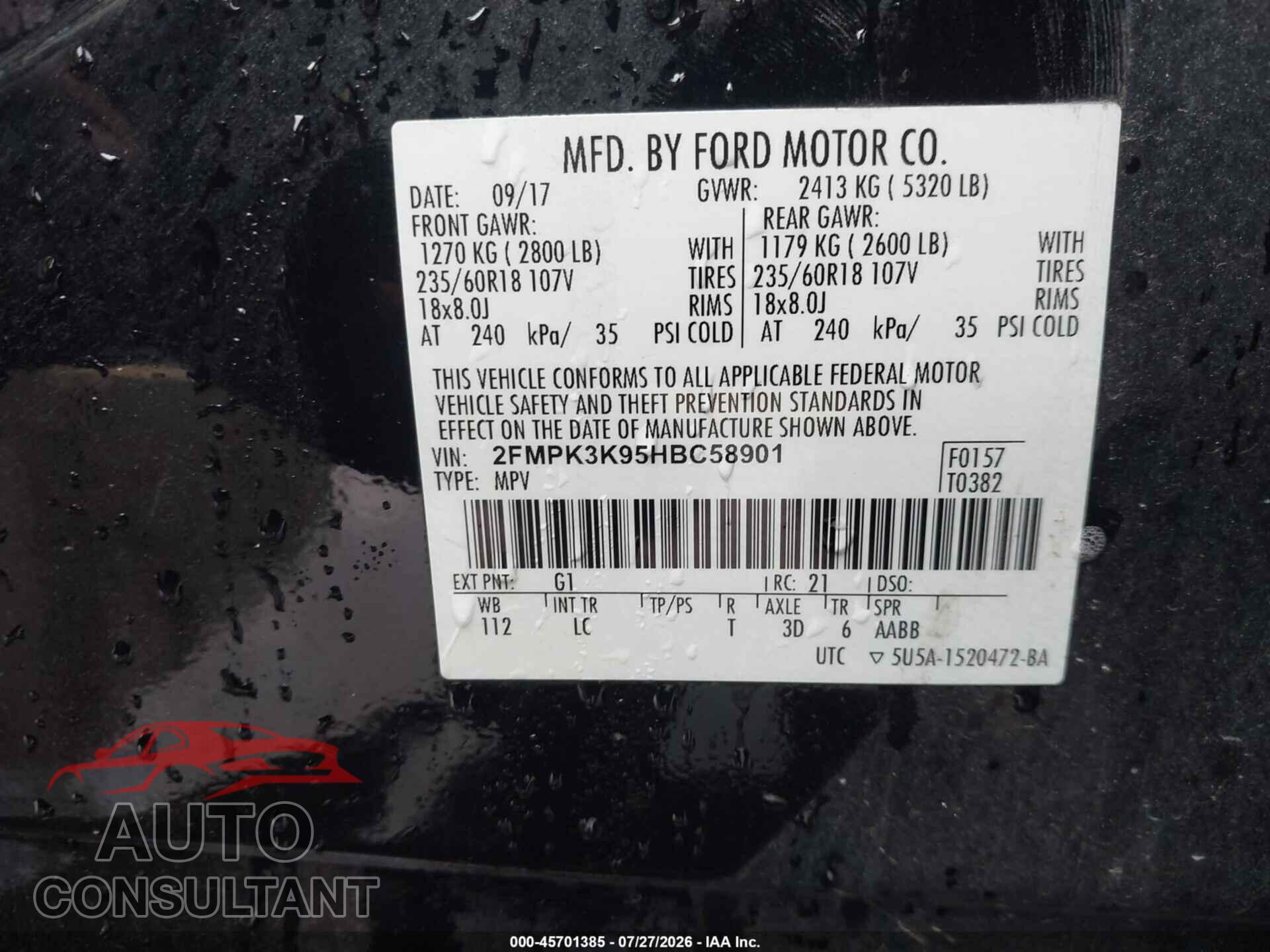 FORD EDGE 2017 - 2FMPK3K95HBC58901