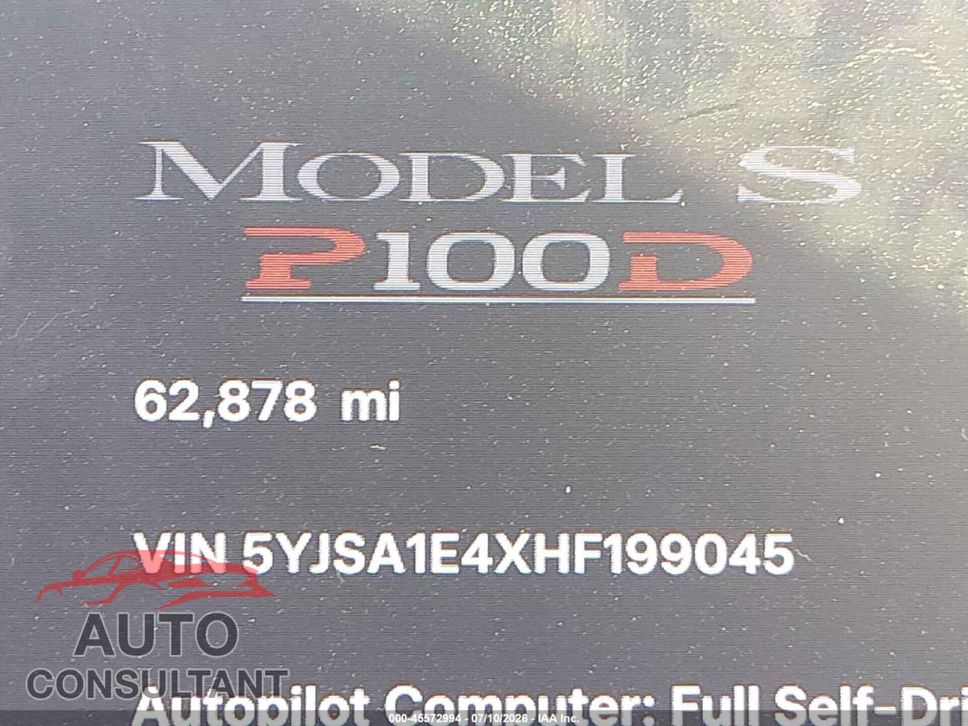 TESLA MODEL S 2017 - 5YJSA1E4XHF199045