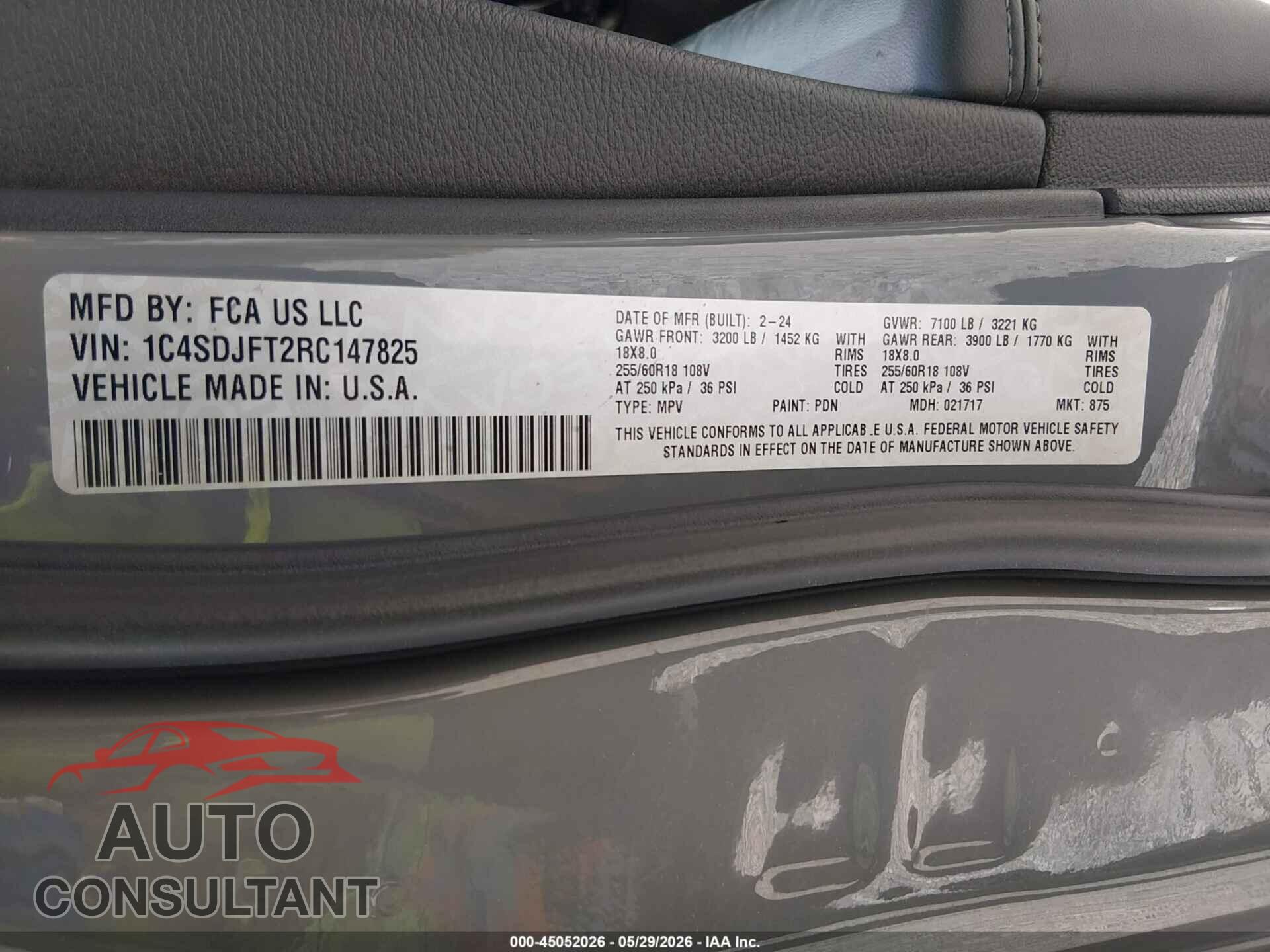 DODGE DURANGO 2024 - 1C4SDJFT2RC147825