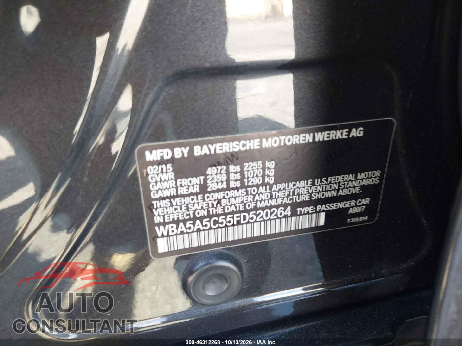 BMW 528I 2015 - WBA5A5C55FD520264