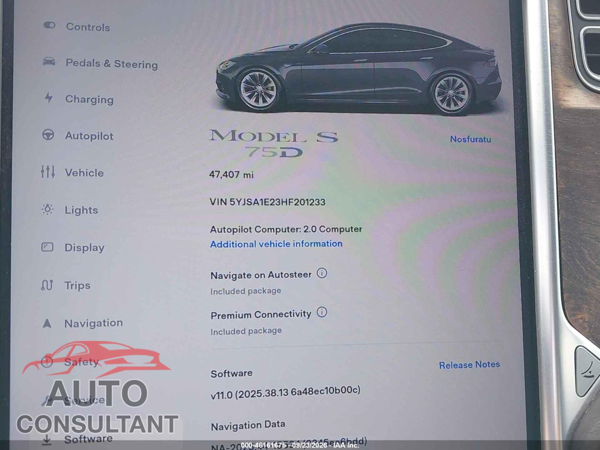 TESLA MODEL S 2017 - 5YJSA1E23HF201233