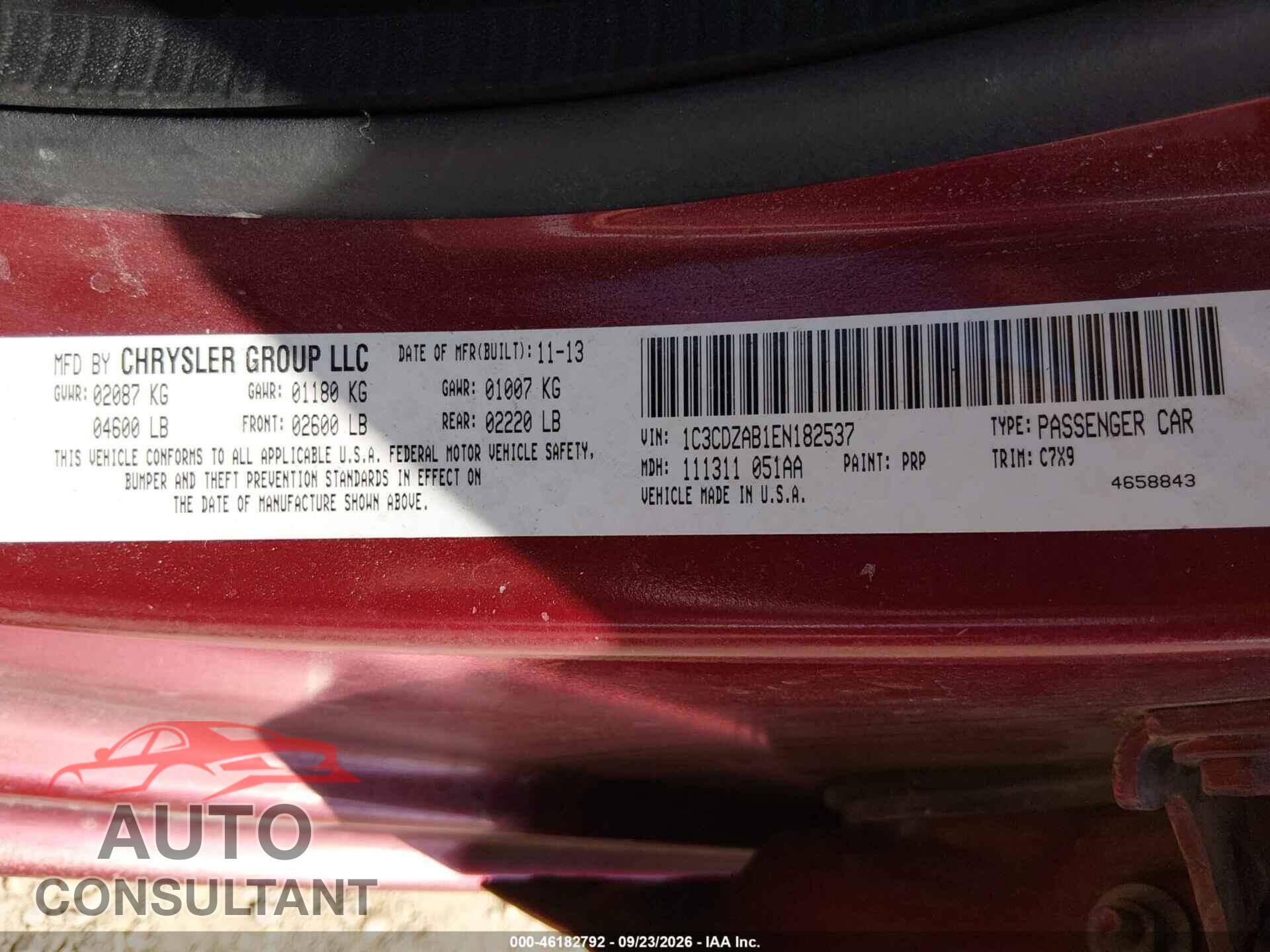 DODGE AVENGER 2014 - 1C3CDZAB1EN182537