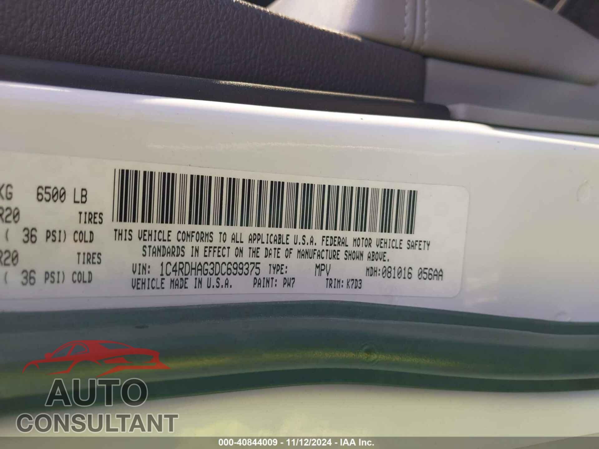 DODGE DURANGO 2013 - 1C4RDHAG3DC699375