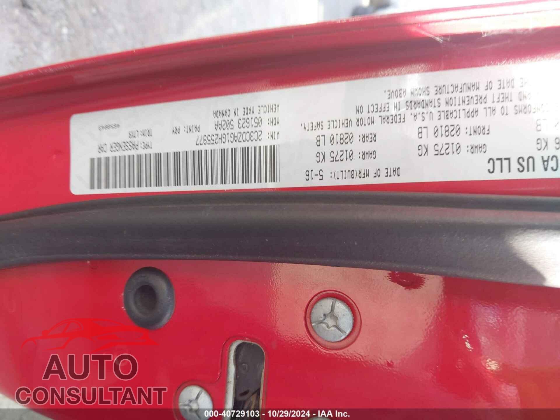 DODGE CHALLENGER 2016 - 2C3CDZAG1GH255977