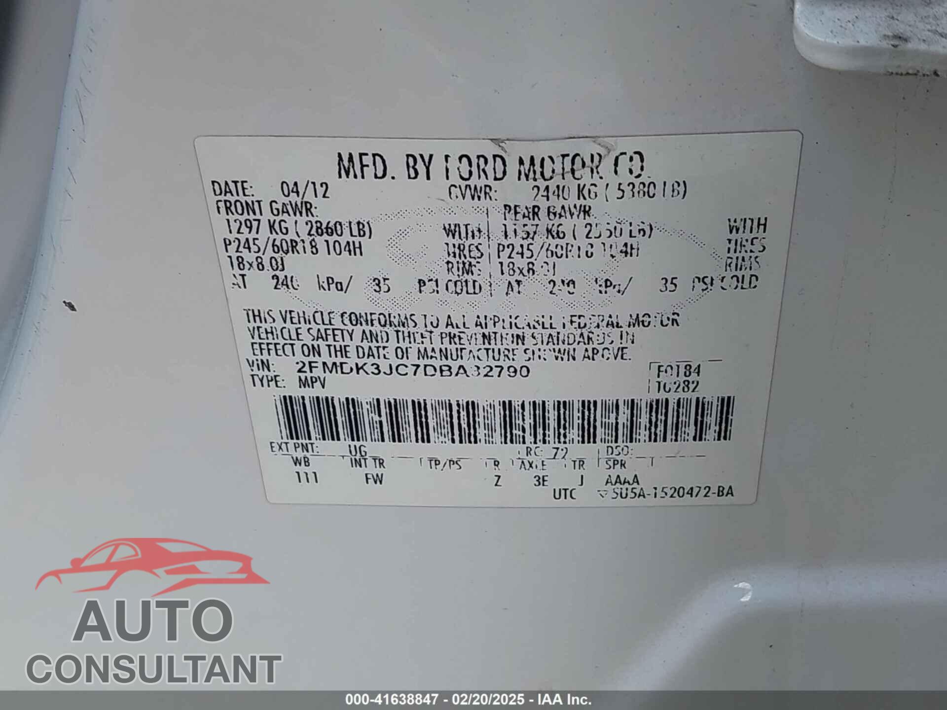FORD EDGE 2013 - 2FMDK3JC7DBA32790