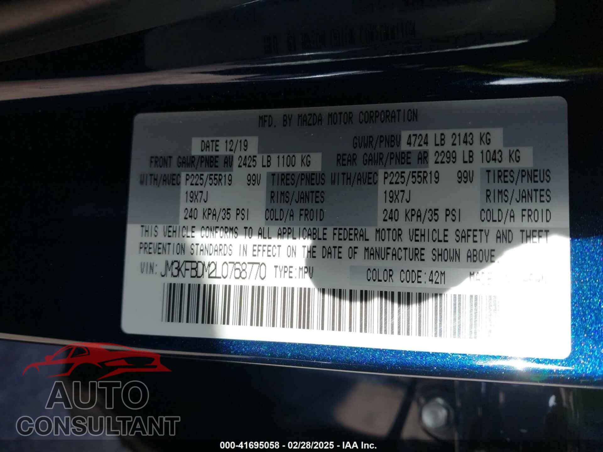 MAZDA CX-5 2020 - JM3KFBDM2L0768770