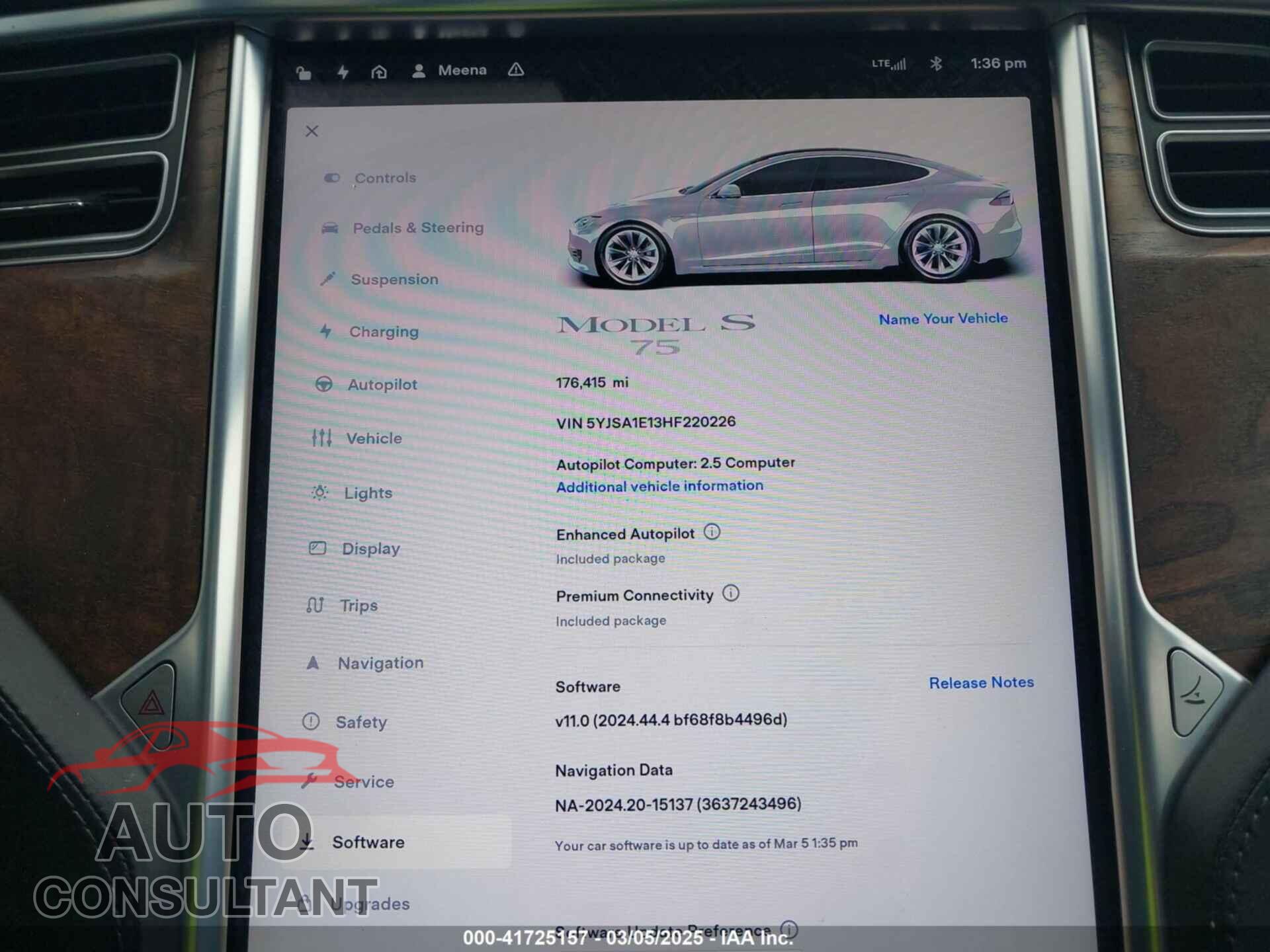 TESLA MODEL S 2017 - 5YJSA1E13HF220226