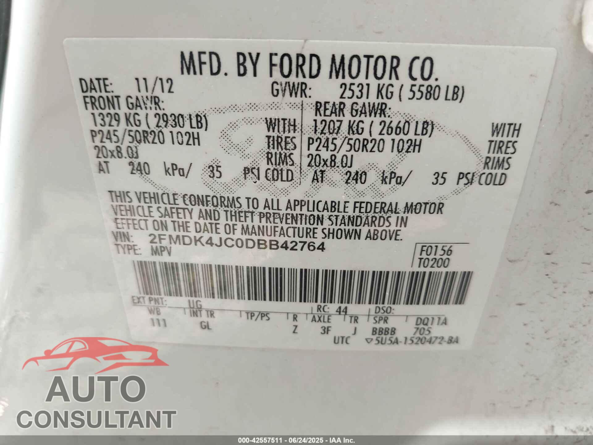 FORD EDGE 2013 - 2FMDK4JC0DBB42764
