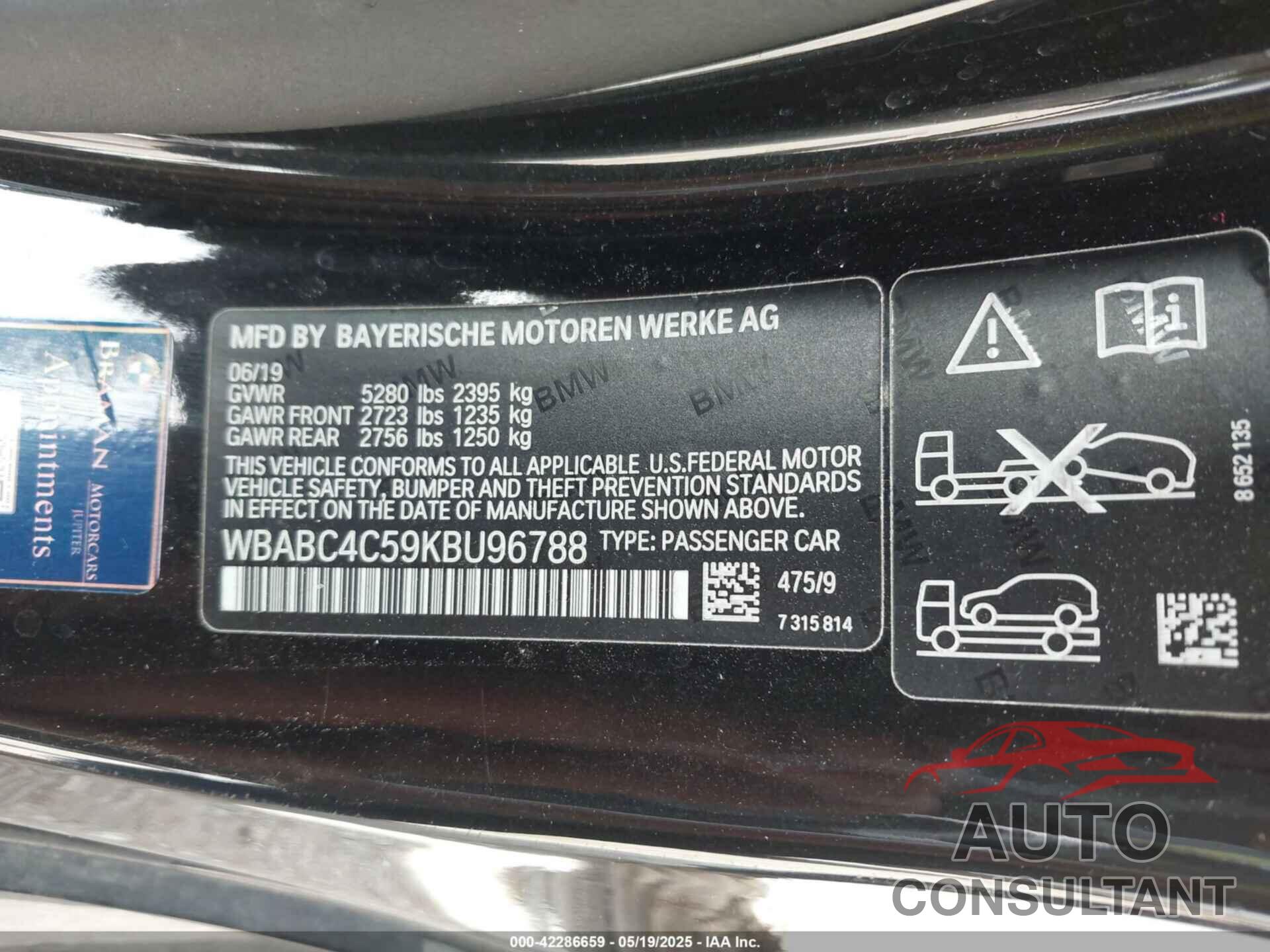 BMW M850I 2019 - WBABC4C59KBU96788