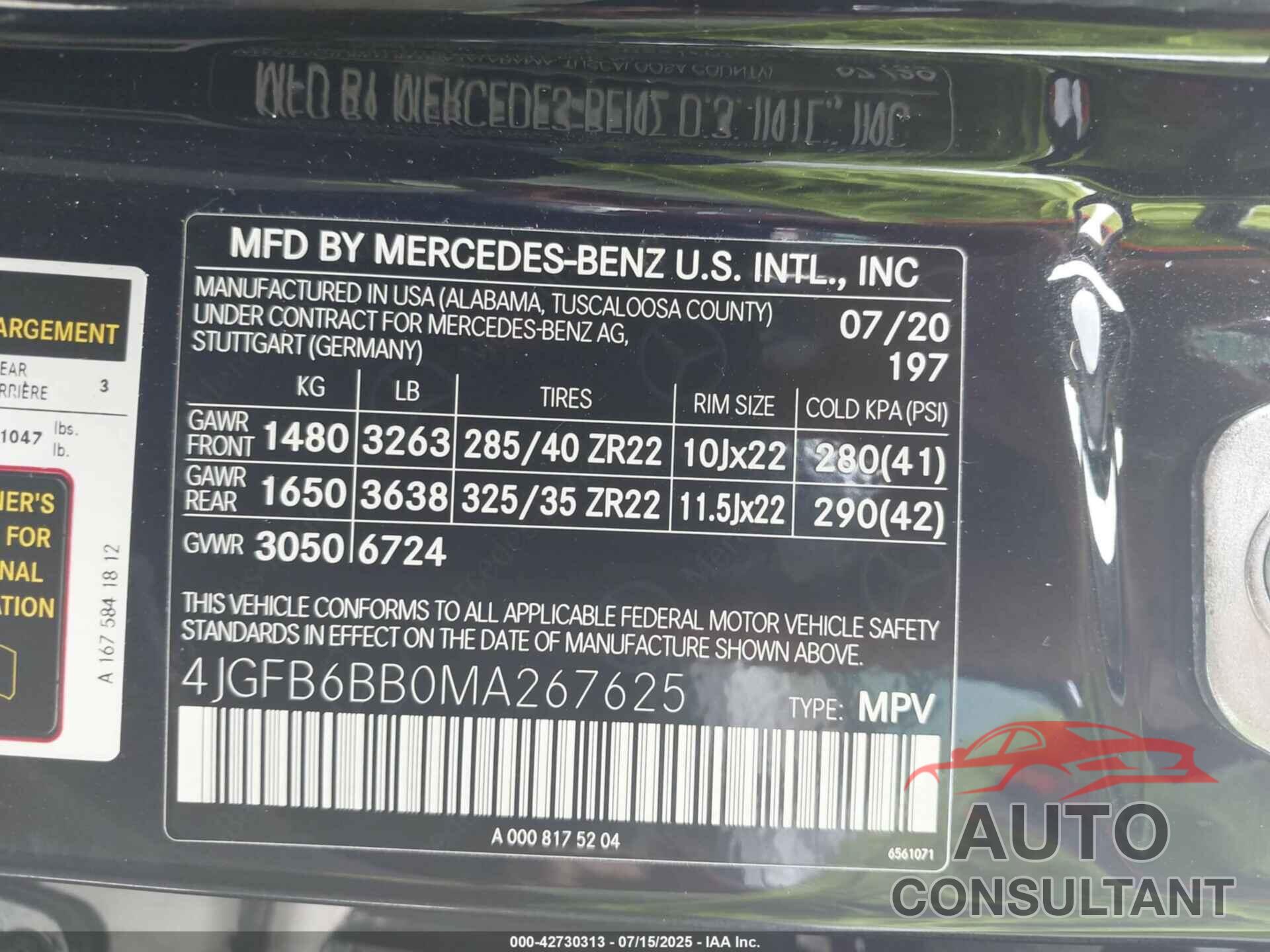 MERCEDES-BENZ AMG GLE 53 2021 - 4JGFB6BB0MA267625