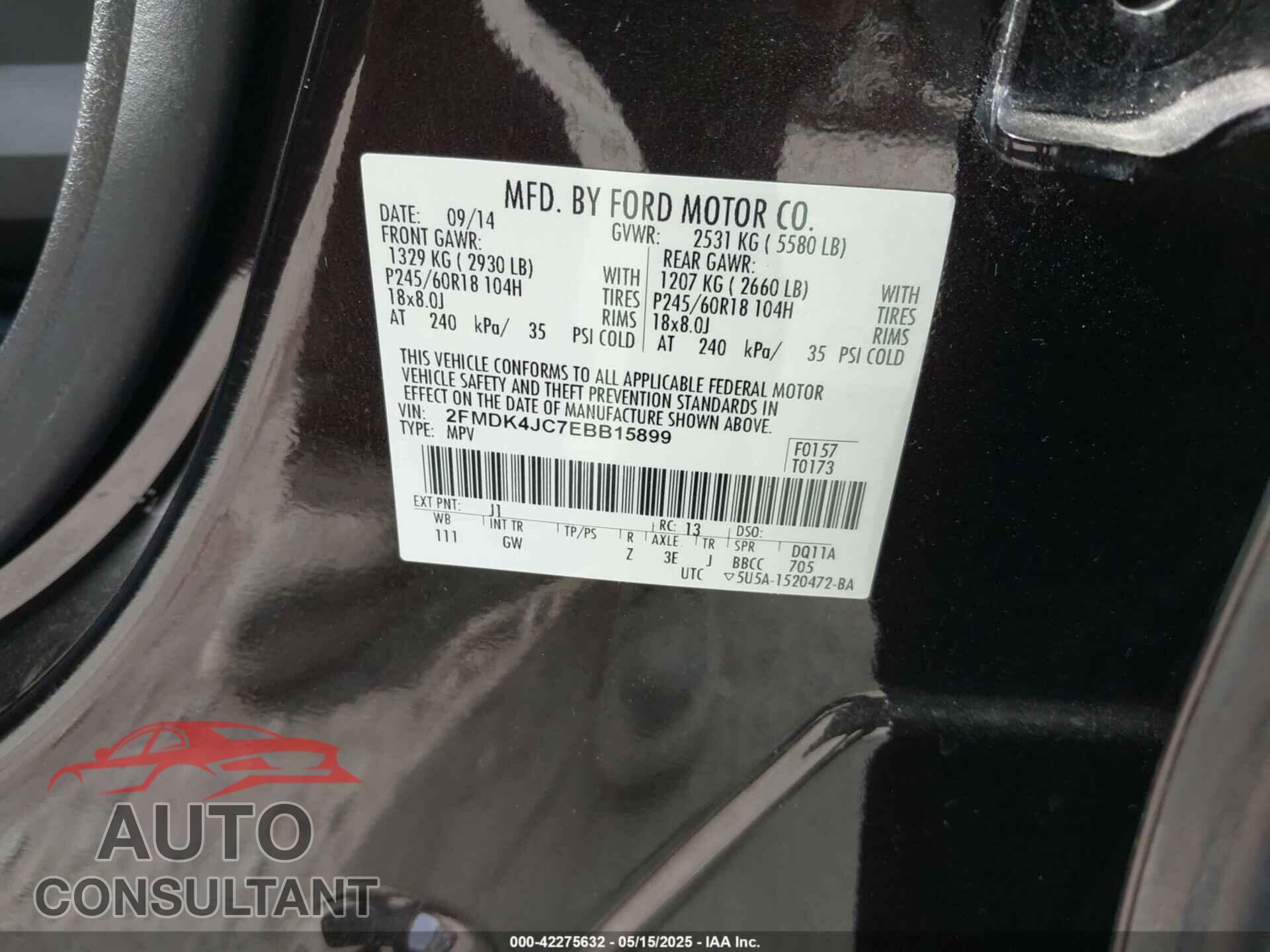 FORD EDGE 2014 - 2FMDK4JC7EBB15899