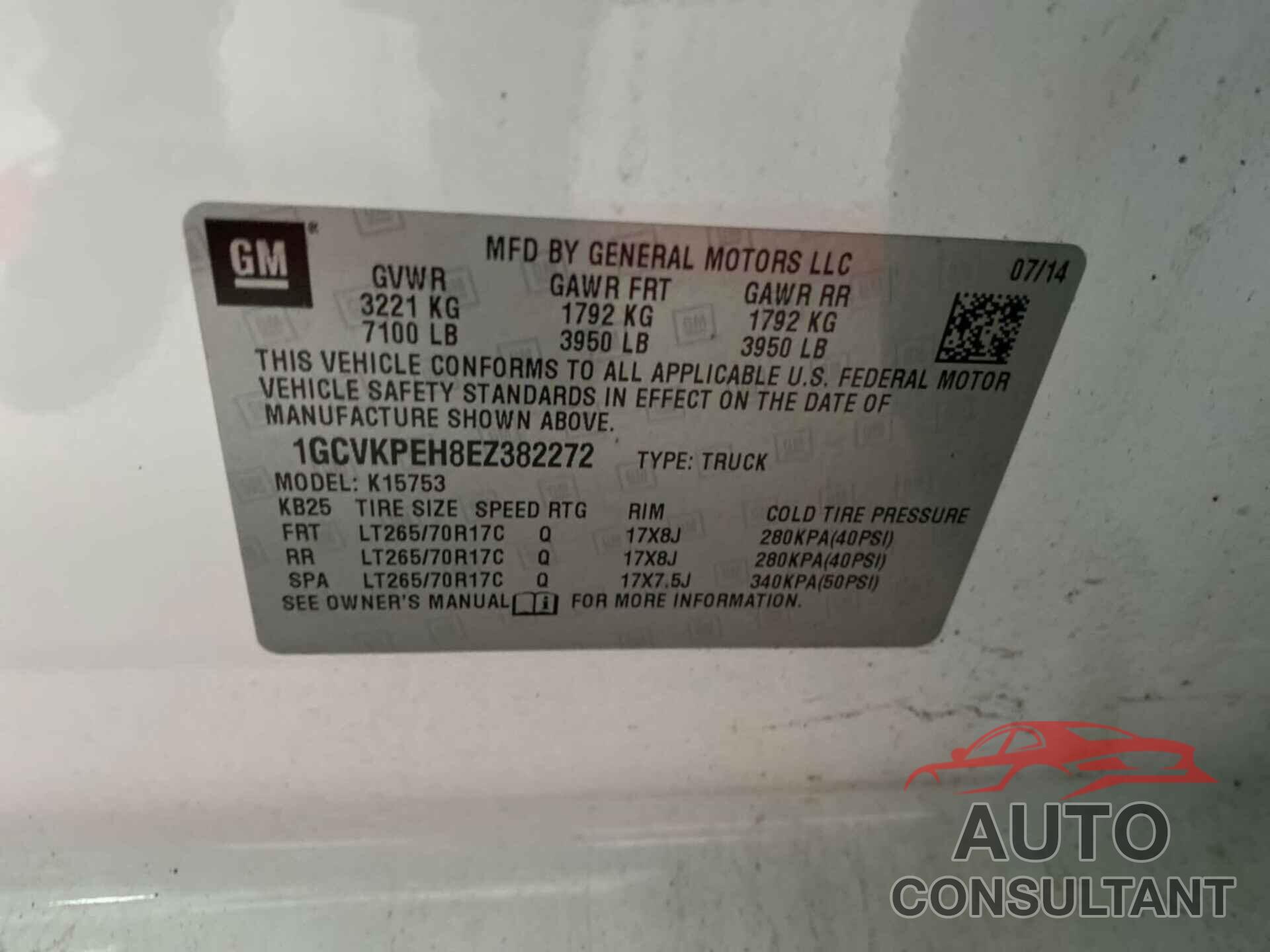 CHEVROLET SILVERADO 1500 2014 - 1GCVKPEH8EZ382272