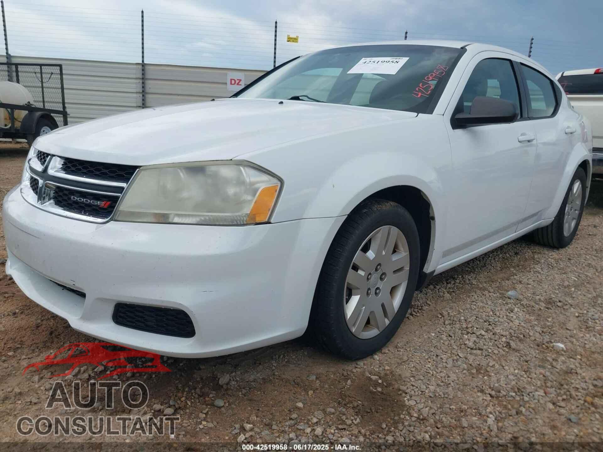 DODGE AVENGER 2012 - 1C3CDZAB1CN238182