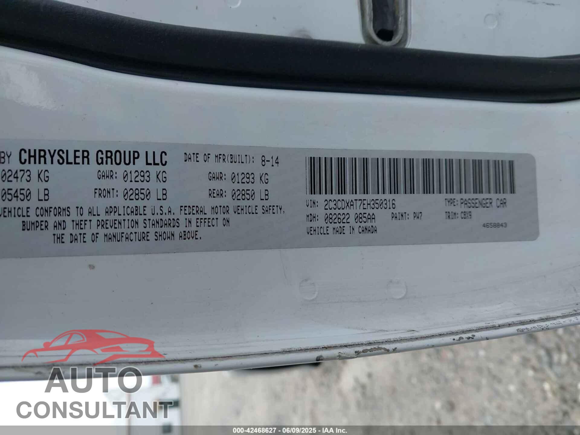 DODGE CHARGER 2014 - 2C3CDXAT7EH350316