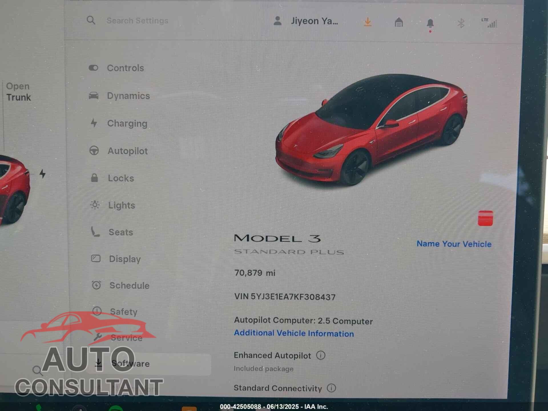 TESLA MODEL 3 2019 - 5YJ3E1EA7KF308437