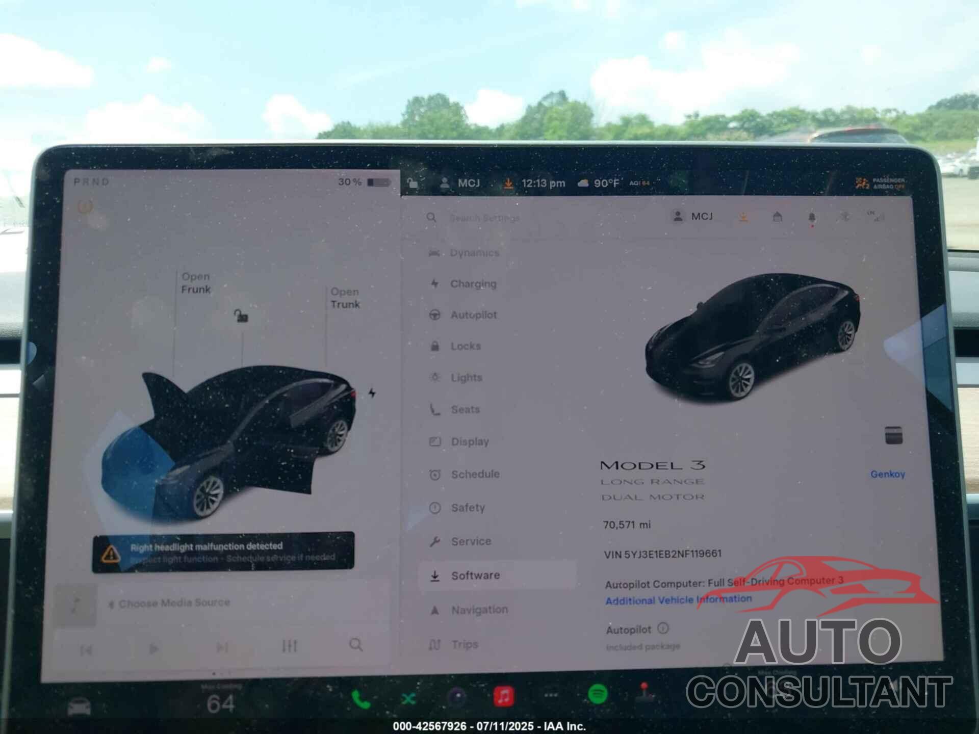 TESLA MODEL 3 2022 - 5YJ3E1EB2NF119661