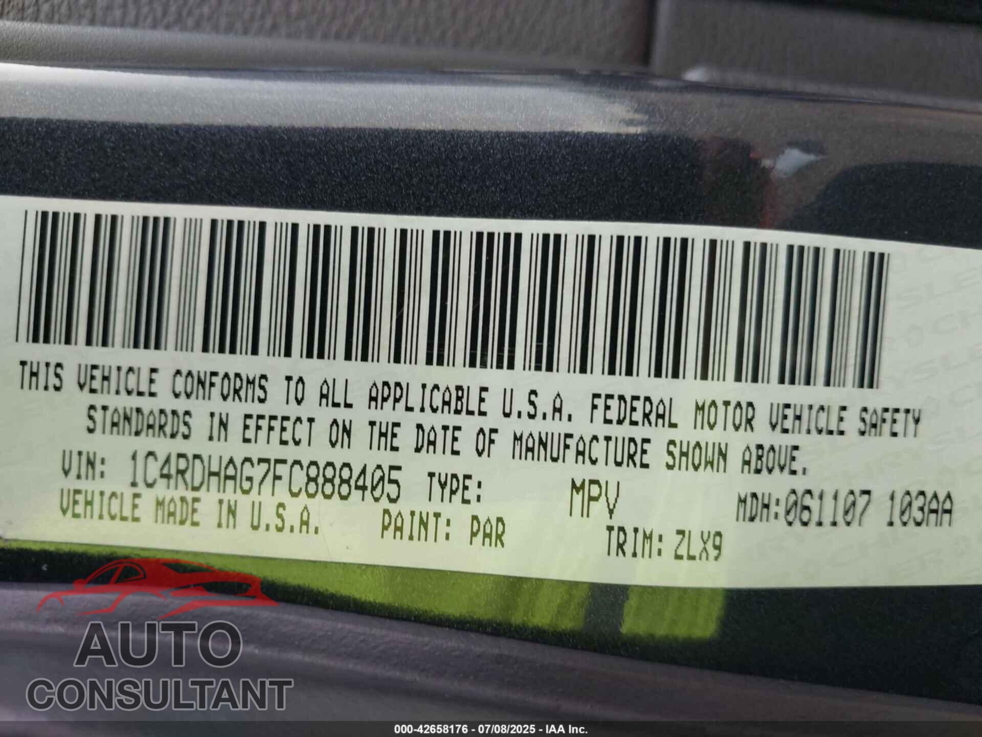 DODGE DURANGO 2015 - 1C4RDHAG7FC888405