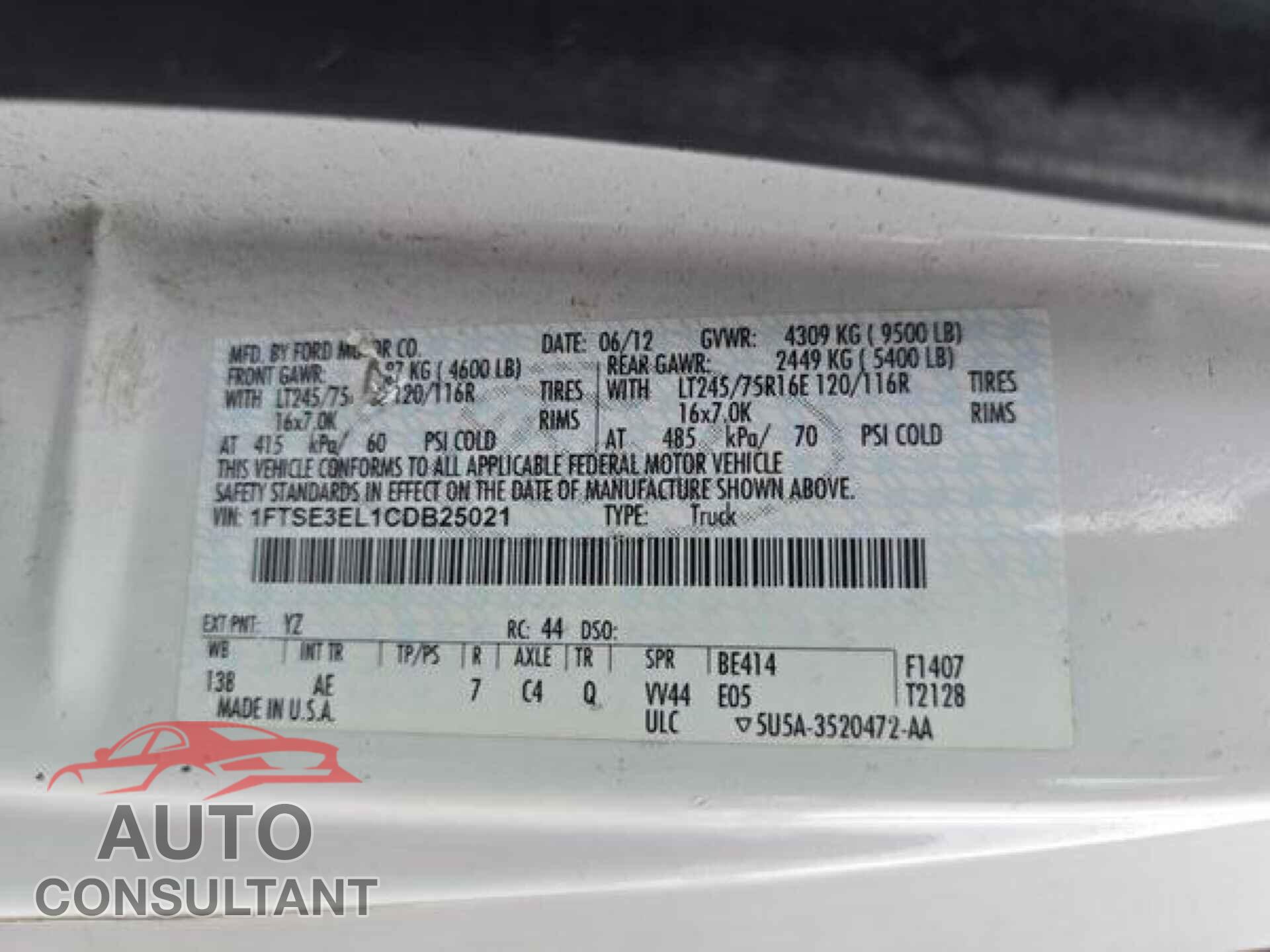 FORD ECONOLINE 2012 - 1FTSE3EL1CDB25021