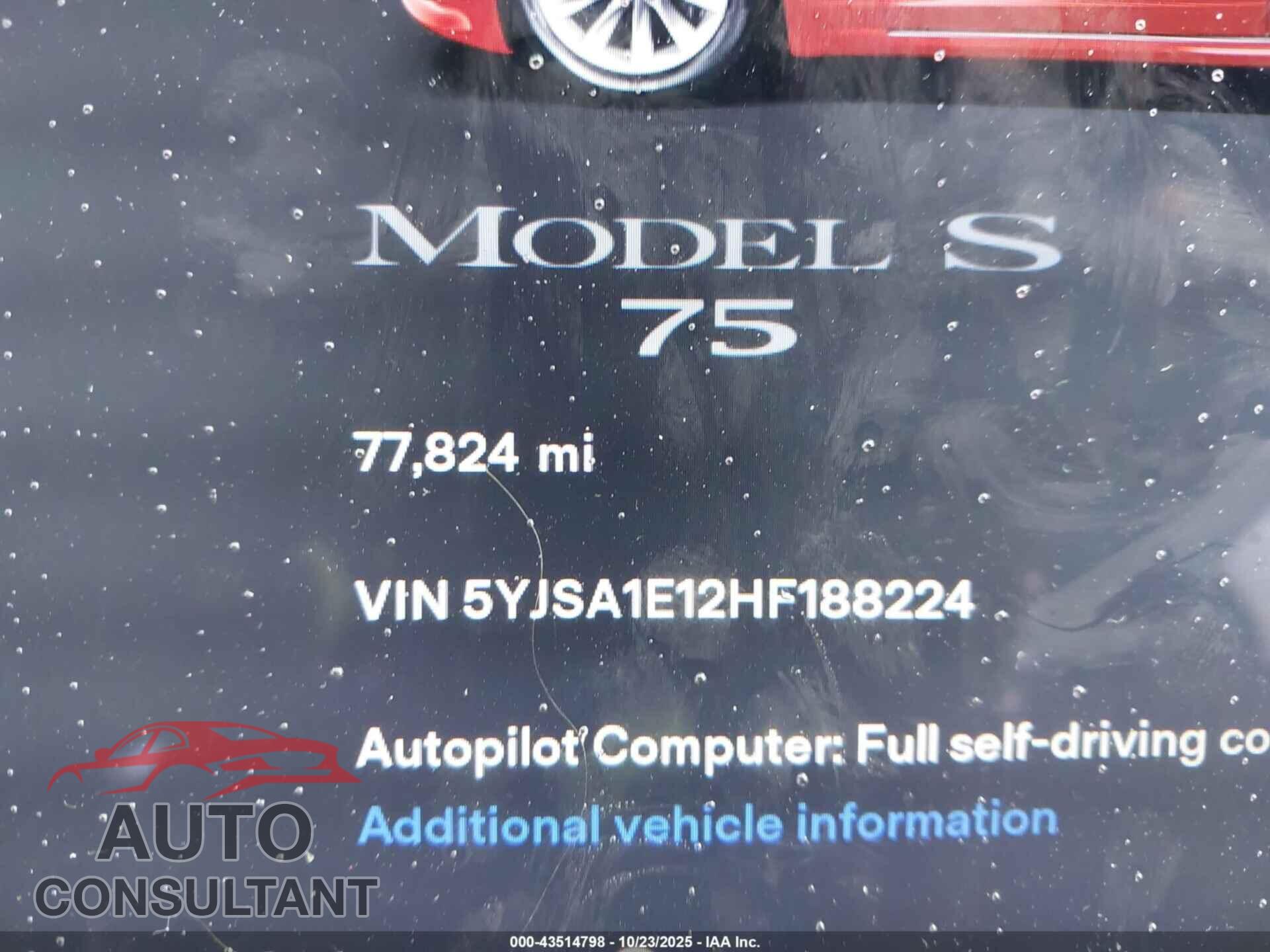 TESLA MODEL S 2017 - 5YJSA1E12HF188224