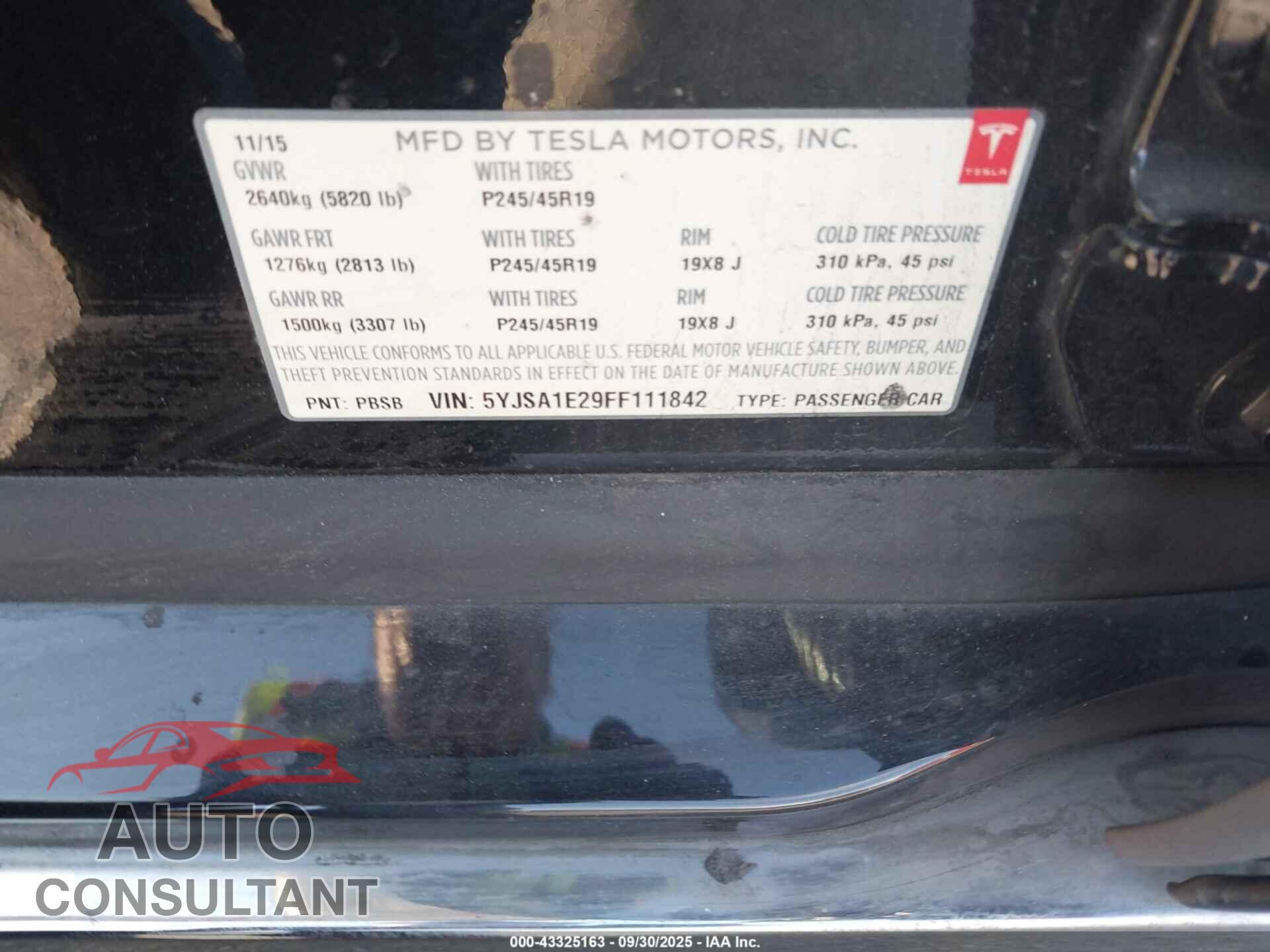 TESLA MODEL S 2015 - 5YJSA1E29FF111842