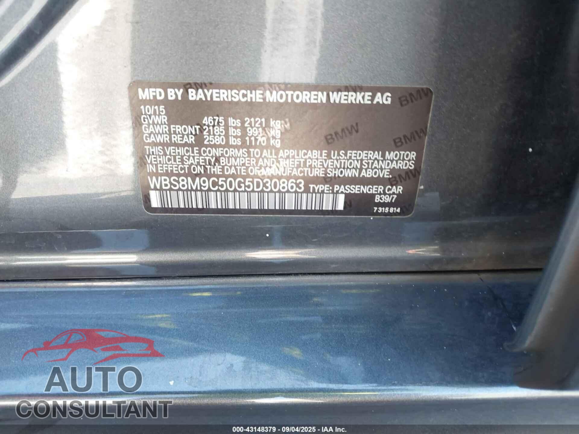 BMW M3 2016 - WBS8M9C50G5D30863
