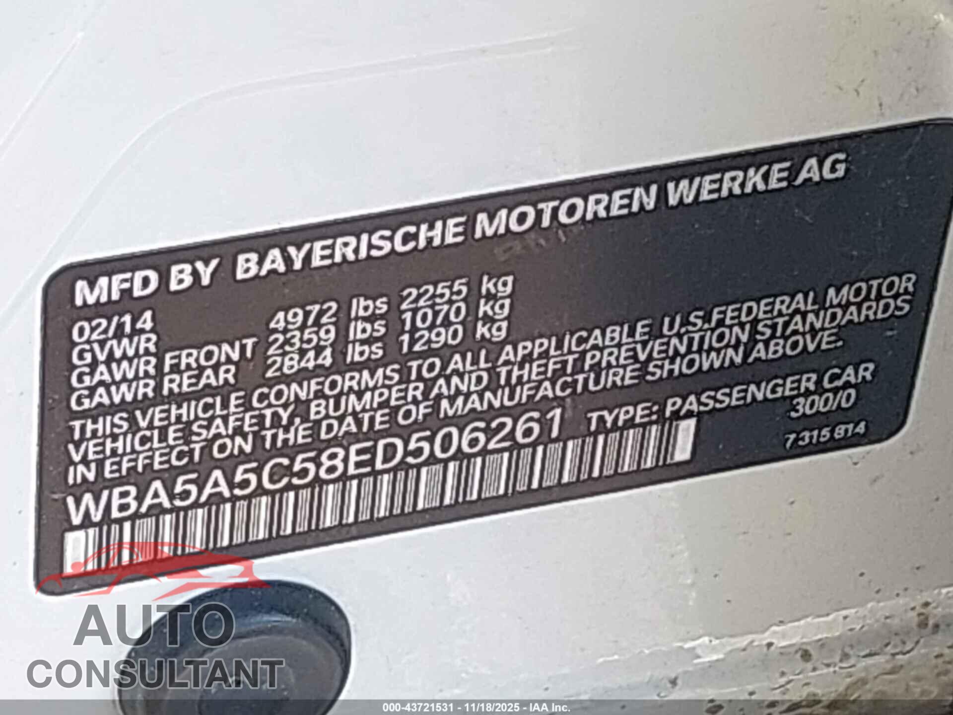 BMW 528I 2014 - WBA5A5C58ED506261