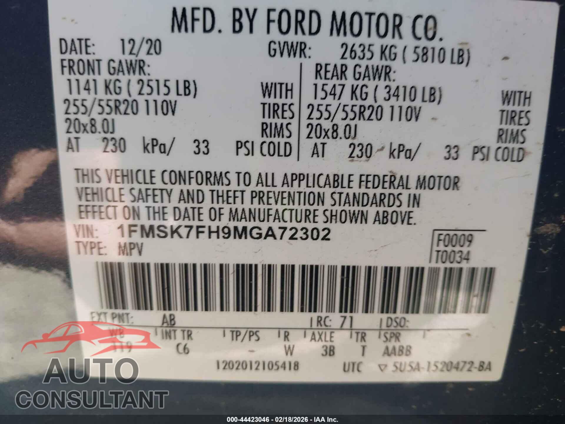 FORD EXPLORER 2021 - 1FMSK7FH9MGA72302