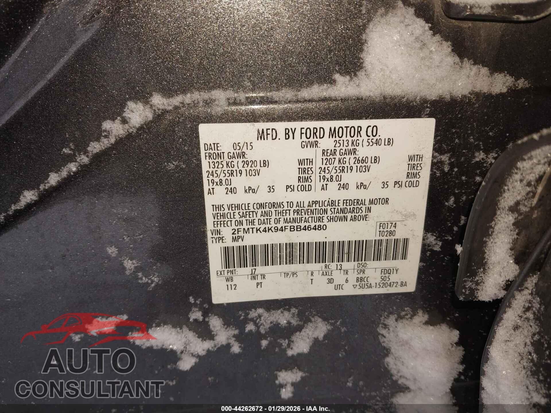 FORD EDGE 2015 - 2FMTK4K94FBB46480