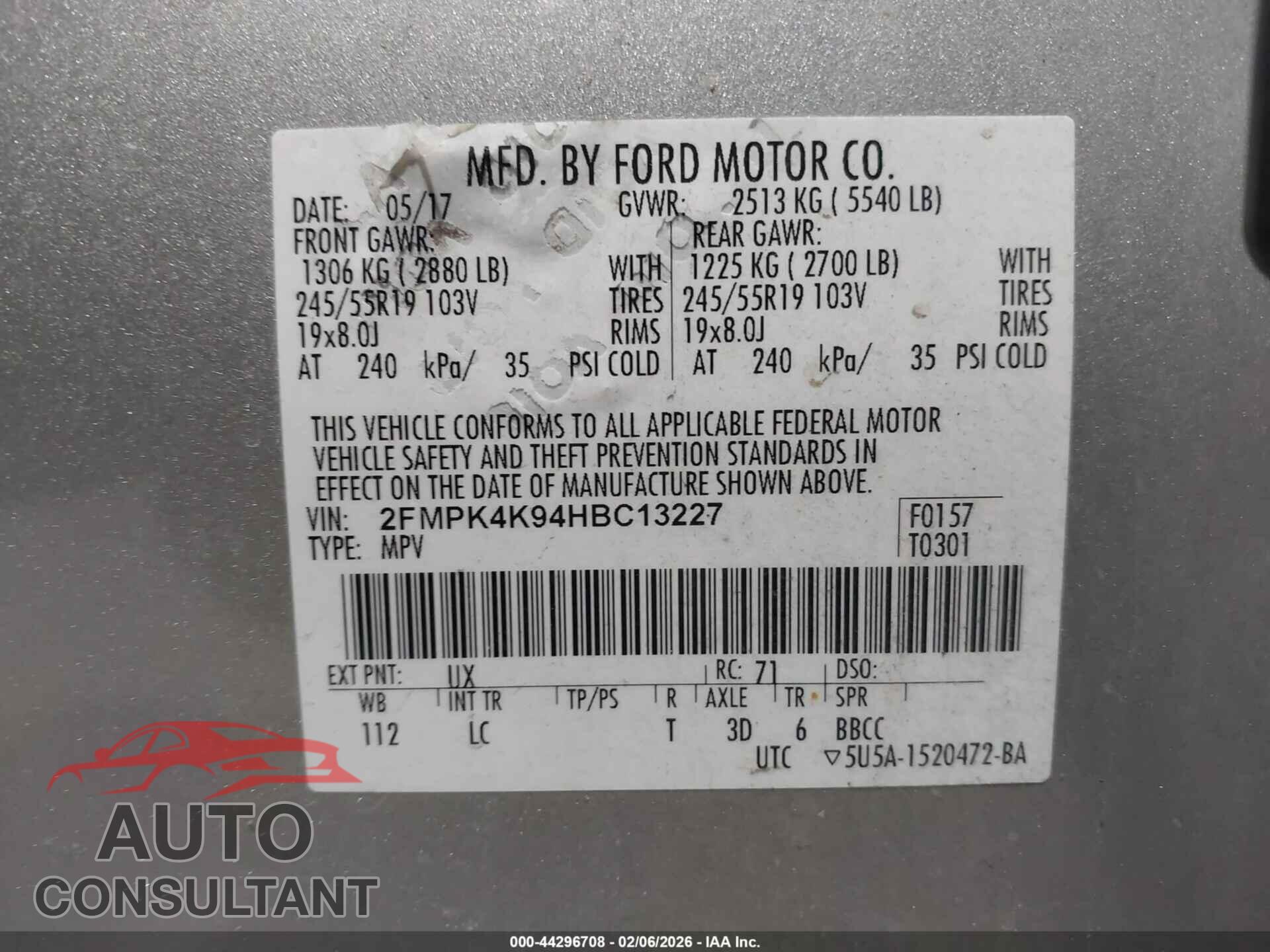 FORD EDGE 2017 - 2FMPK4K94HBC13227