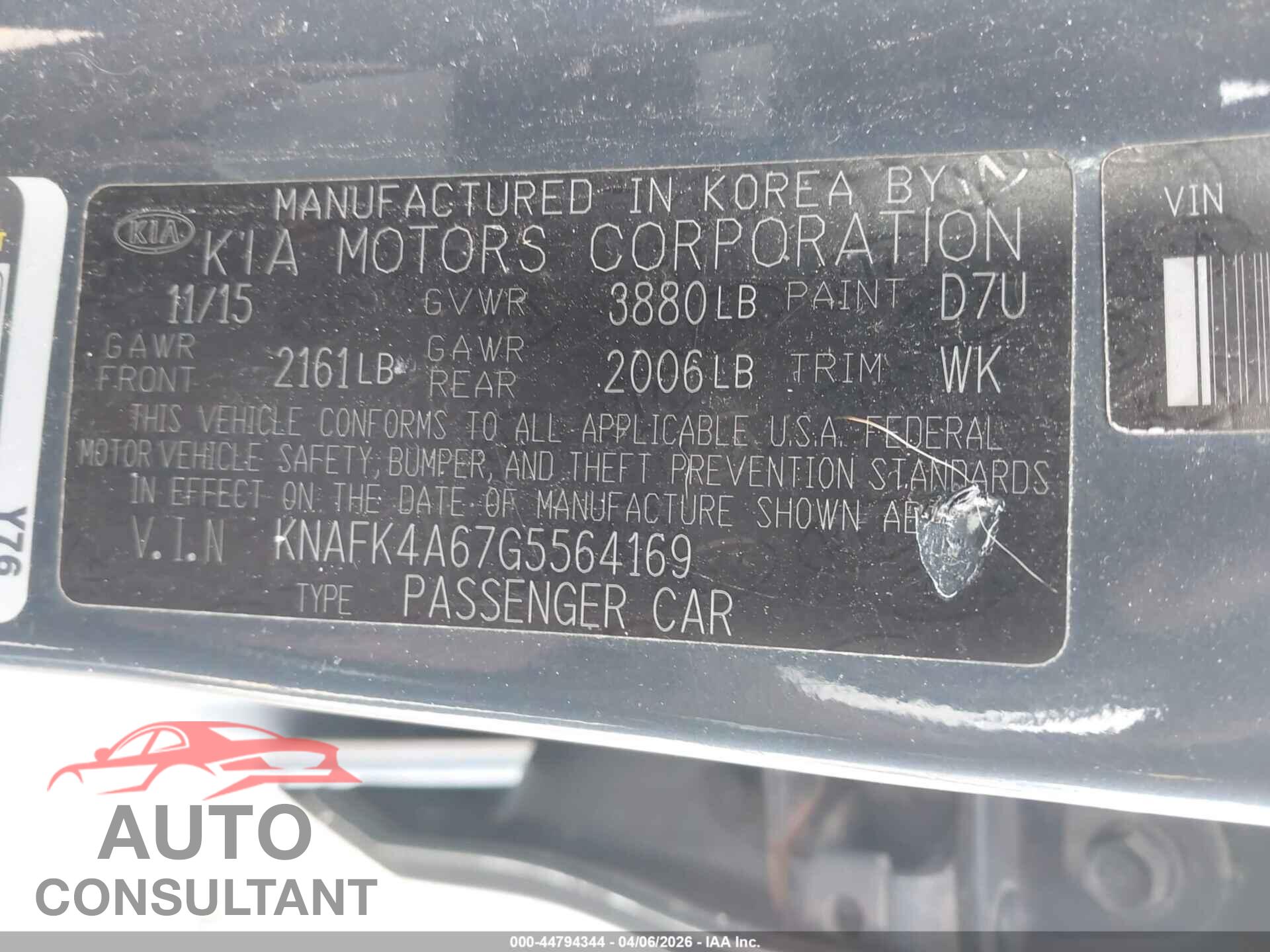 KIA FORTE 2016 - KNAFK4A67G5564169