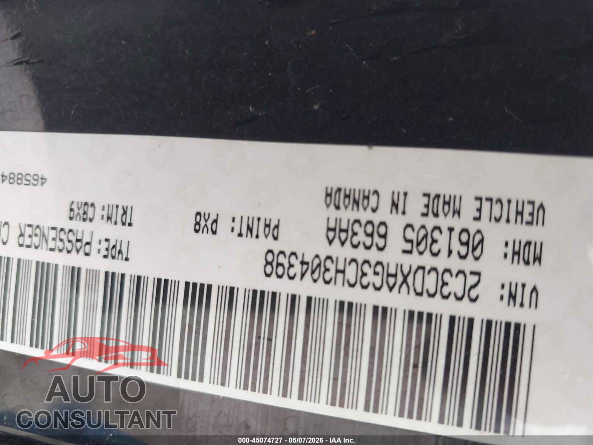 DODGE CHARGER 2012 - 2C3CDXAG3CH304398