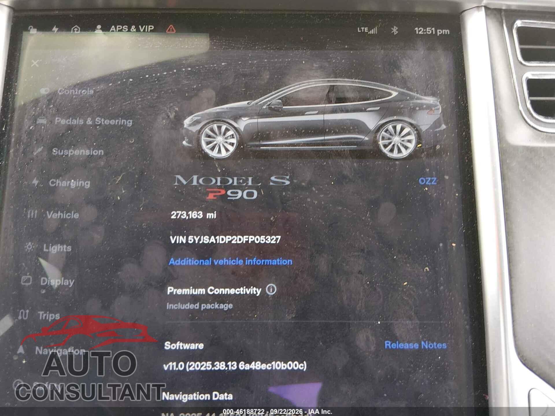 TESLA MODEL S 2013 - 5YJSA1DP2DFP05327
