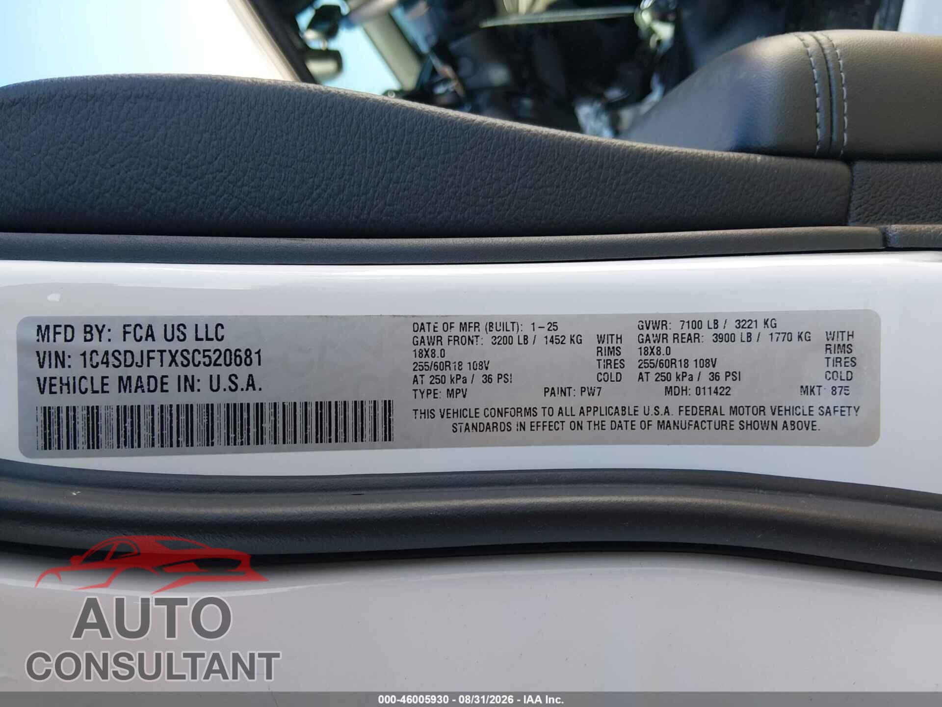 DODGE DURANGO 2025 - 1C4SDJFTXSC520681