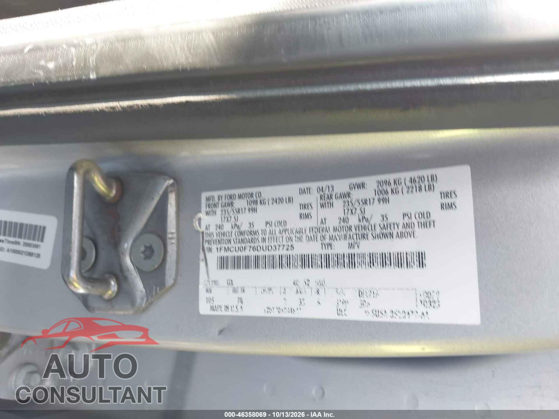FORD ESCAPE 2013 - 1FMCU0F76DUD37725