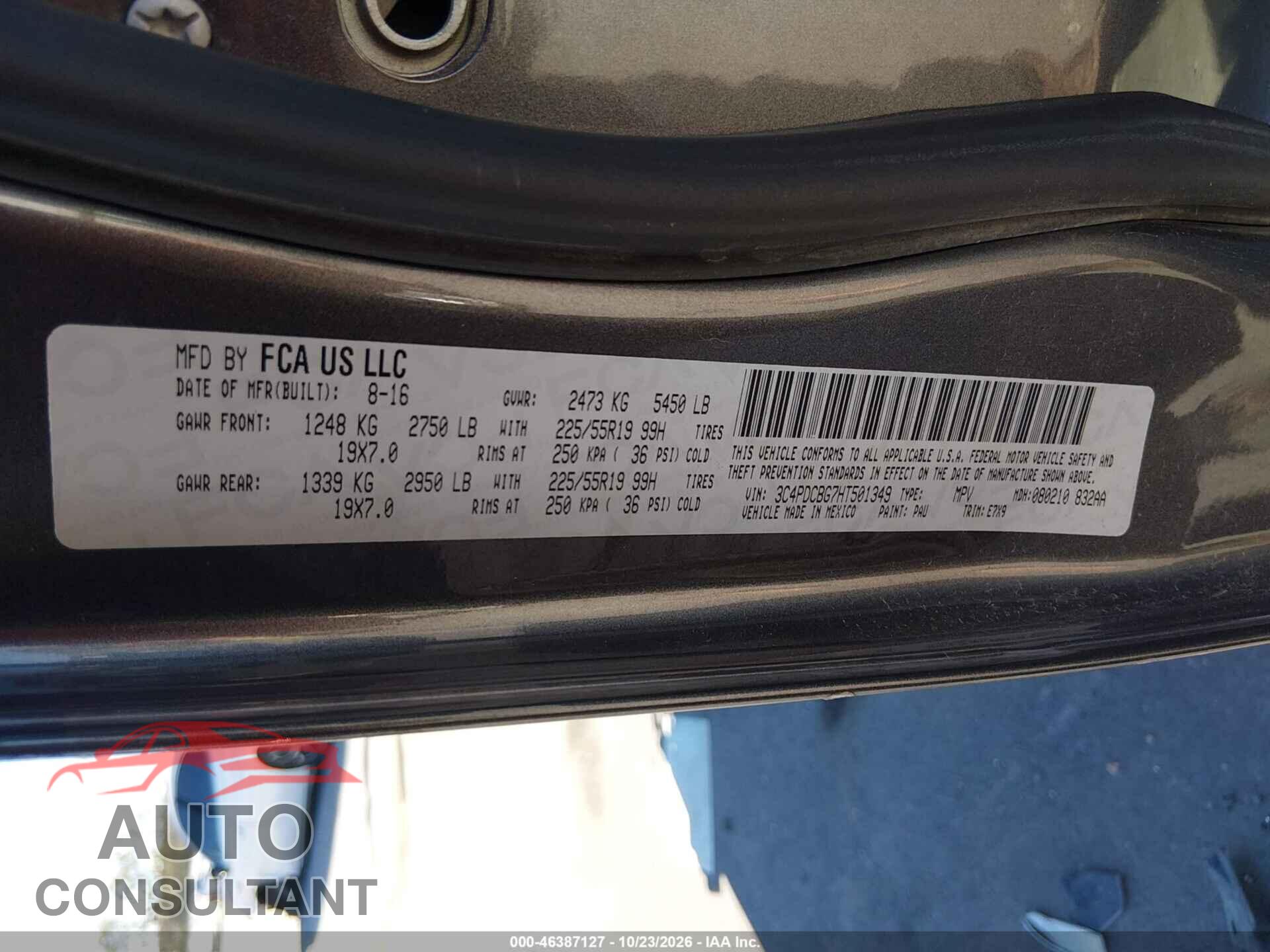 DODGE JOURNEY 2017 - 3C4PDCBG7HT501349