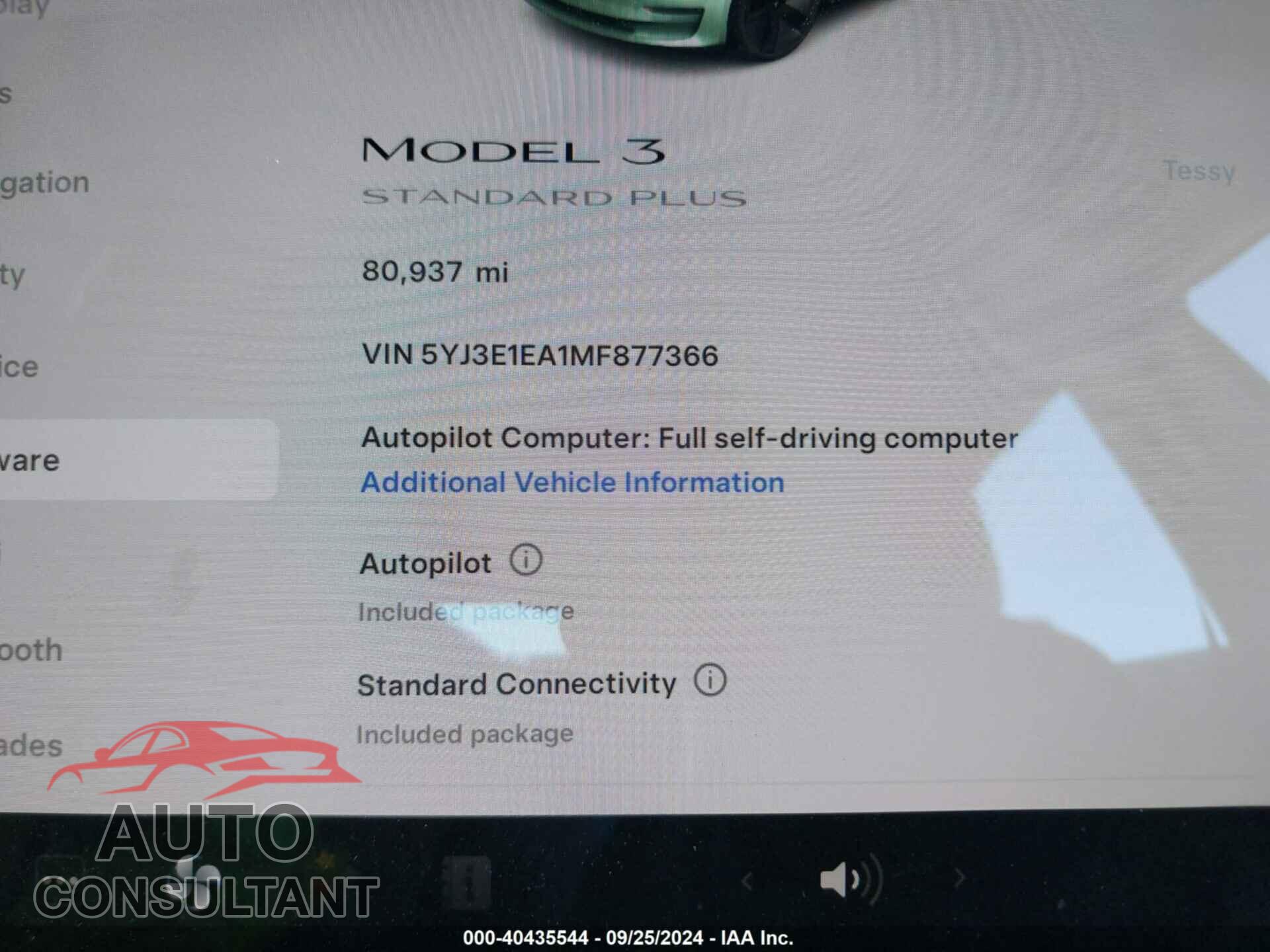 TESLA MODEL 3 2021 - 5YJ3E1EA1MF877366
