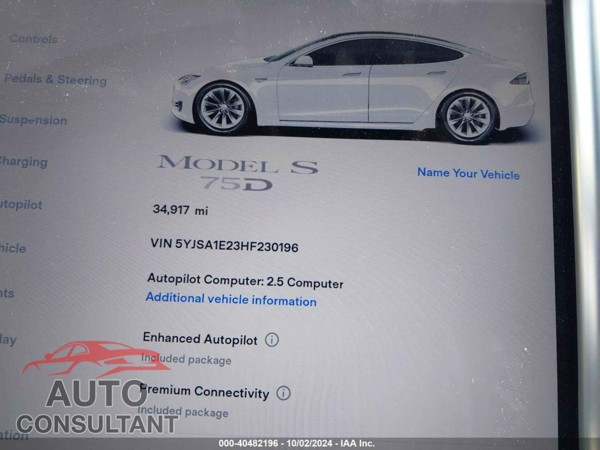 TESLA MODEL S 2017 - 5YJSA1E23HF230196