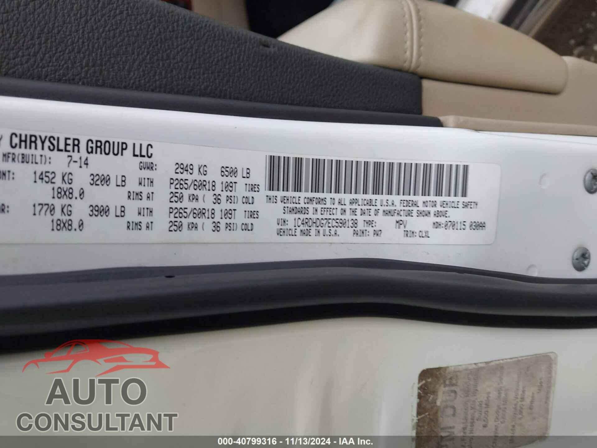 DODGE DURANGO 2014 - 1C4RDHDG7EC590138