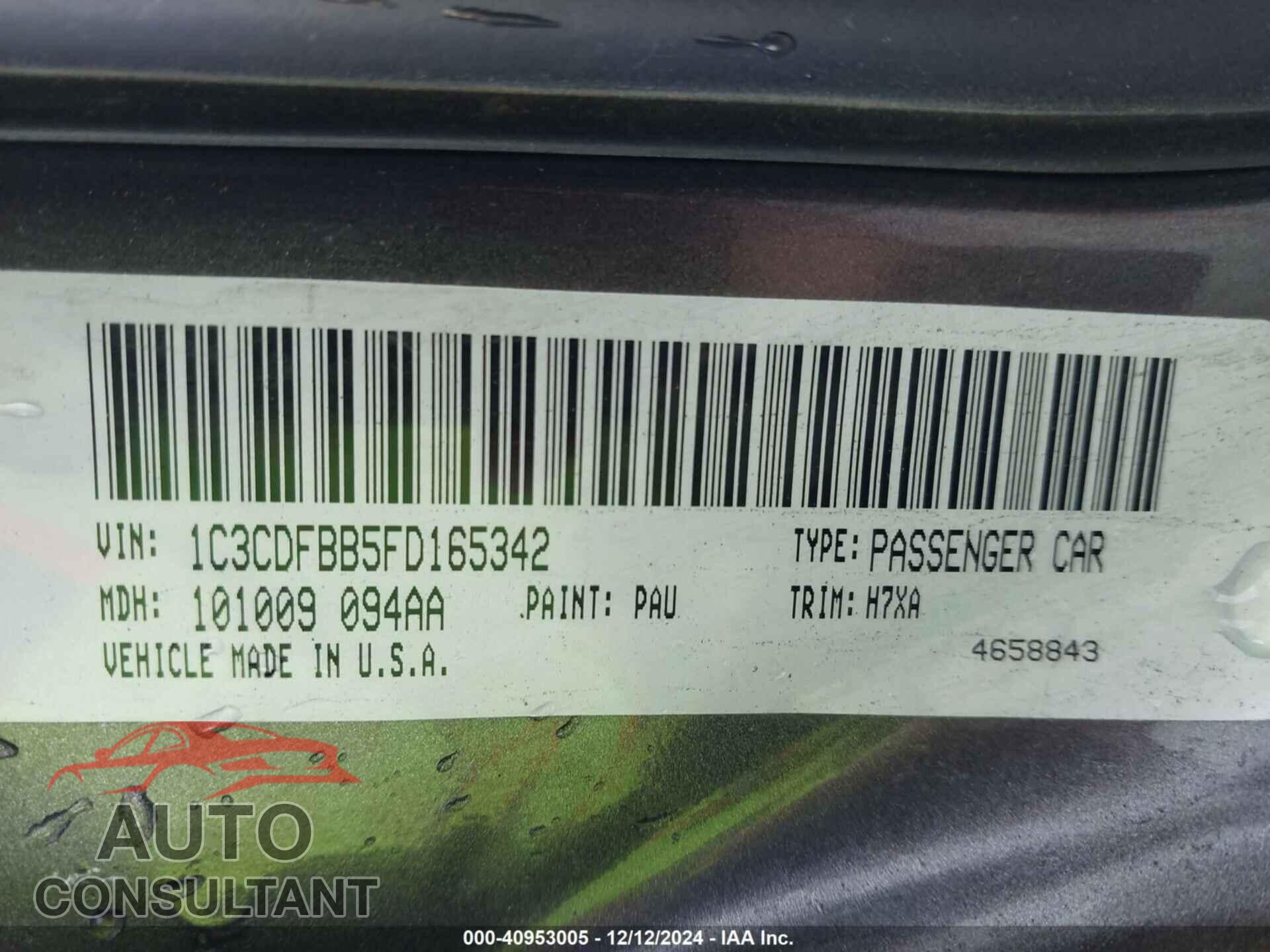 DODGE DART 2015 - 1C3CDFBB5FD165342