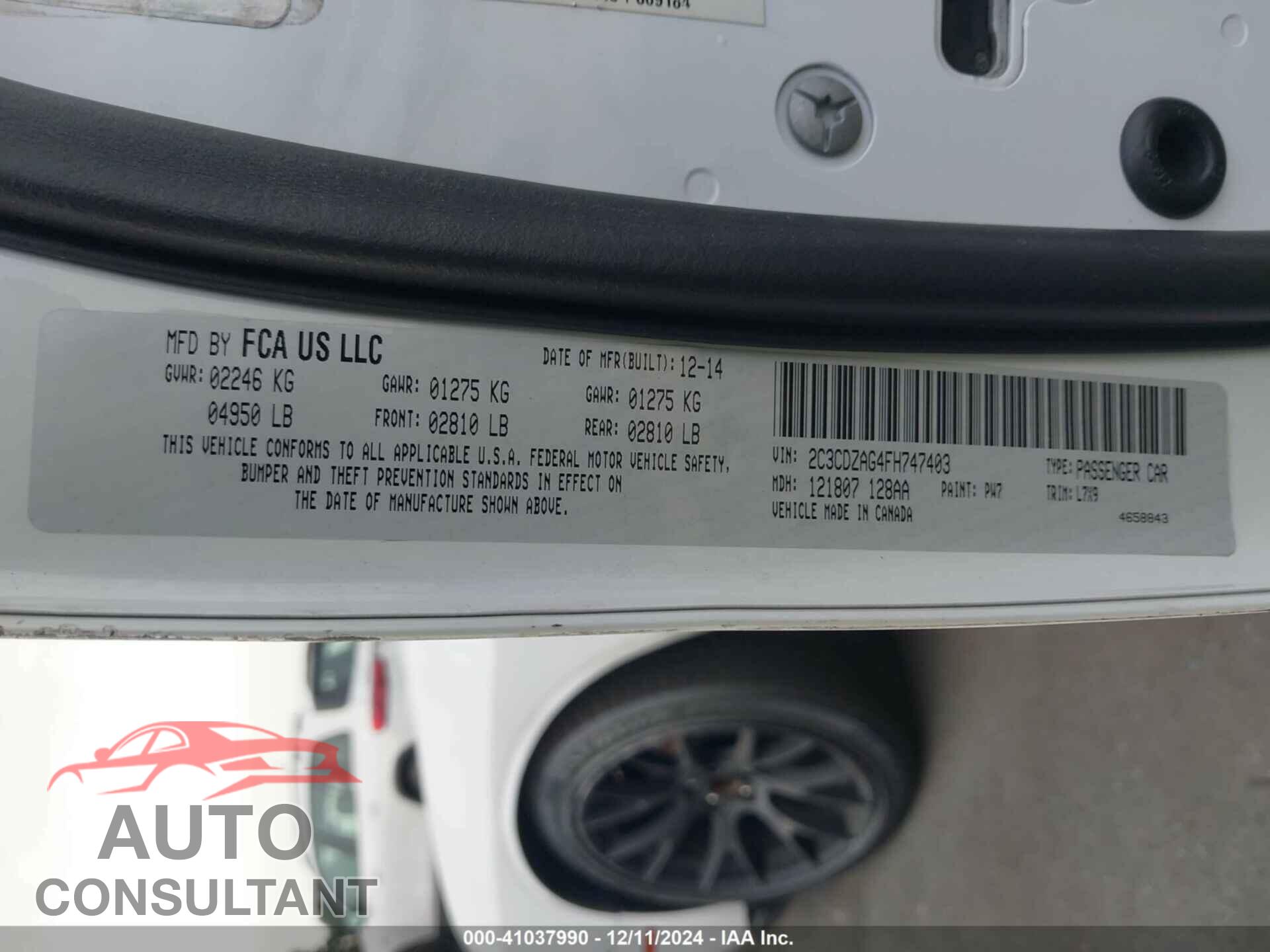 DODGE CHALLENGER 2015 - 2C3CDZAG4FH747403