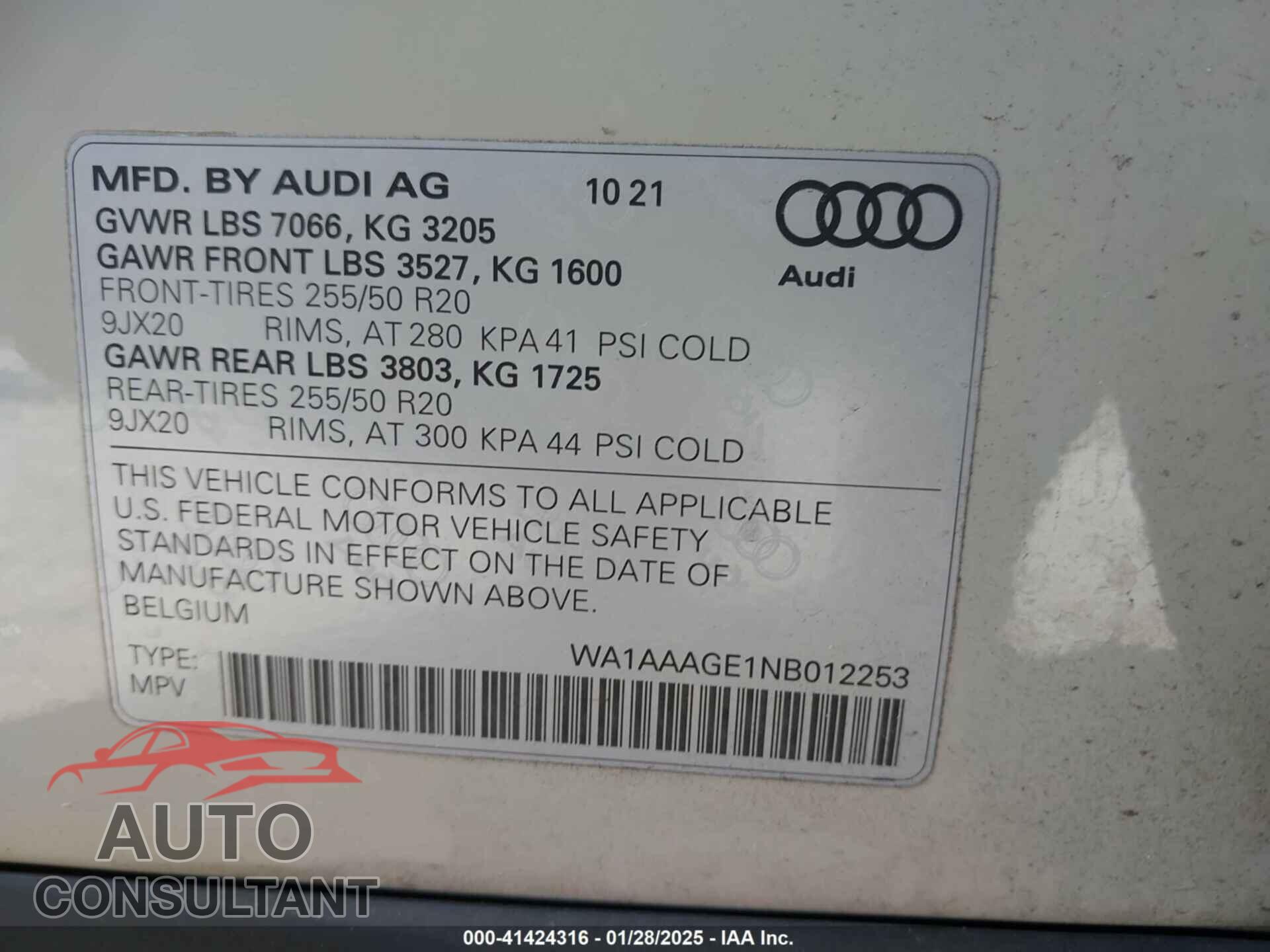 AUDI E-TRON 2022 - WA1AAAGE1NB012253