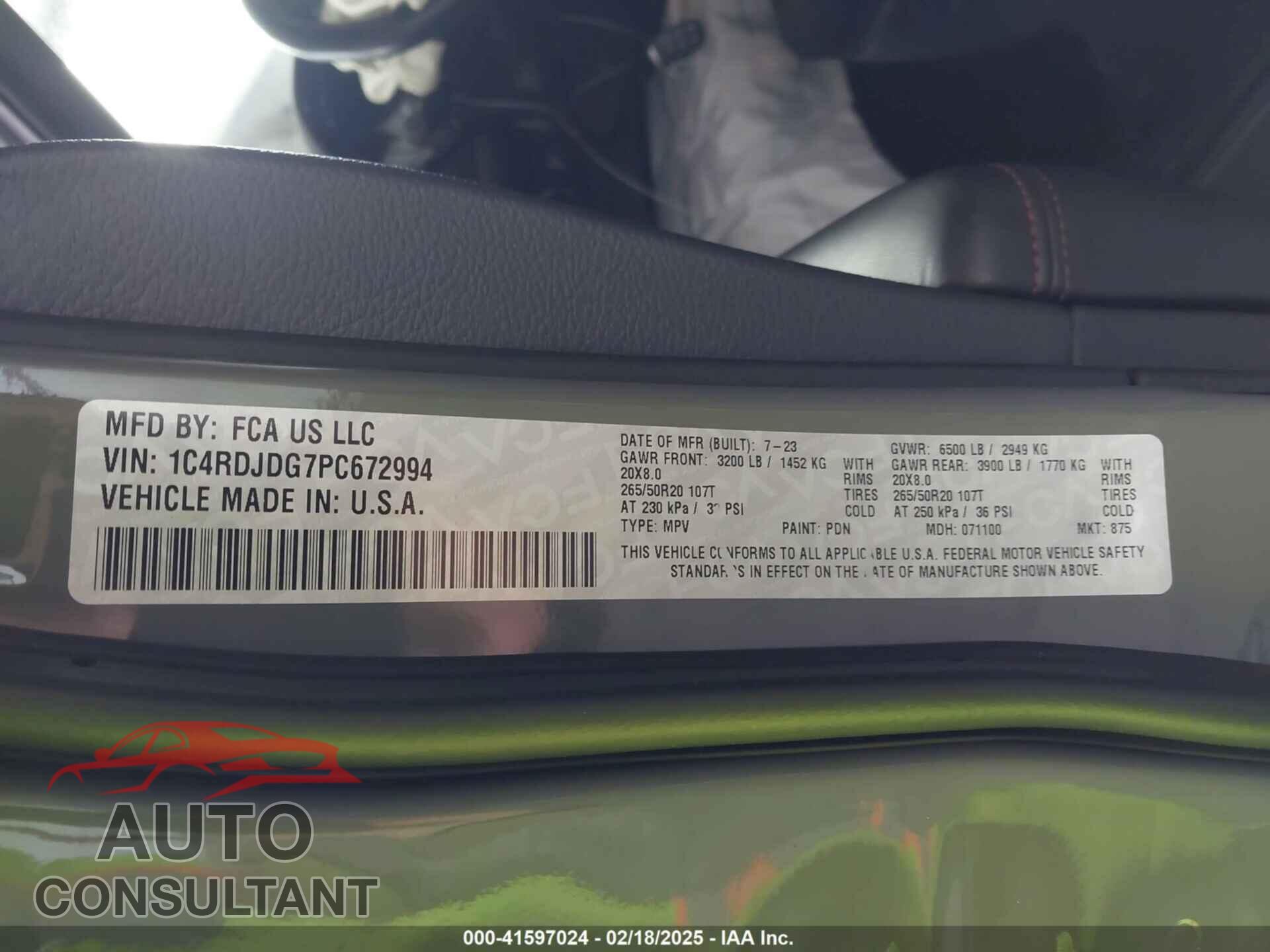 DODGE DURANGO 2023 - 1C4RDJDG7PC672994
