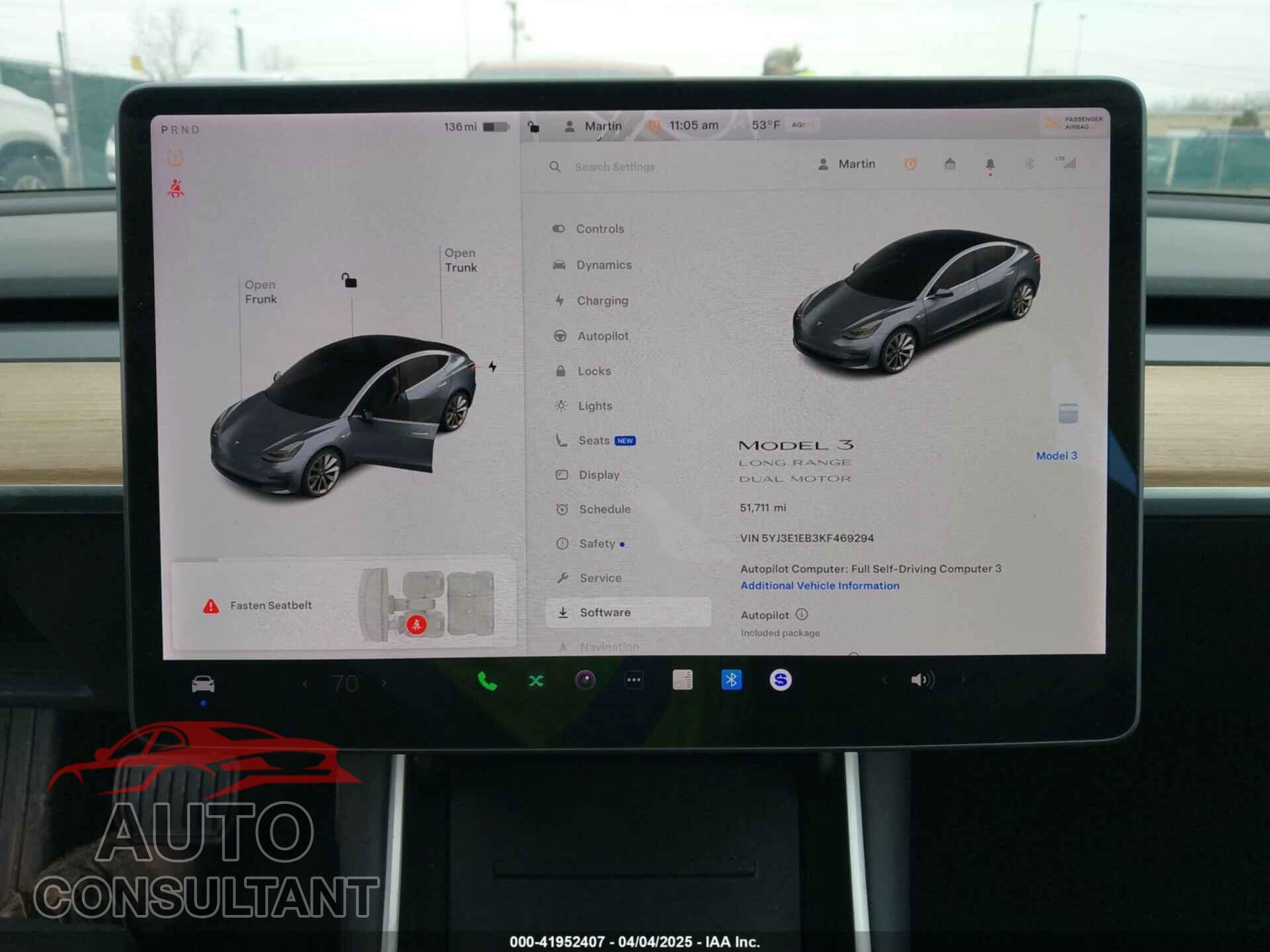 TESLA MODEL 3 2019 - 5YJ3E1EB3KF469294