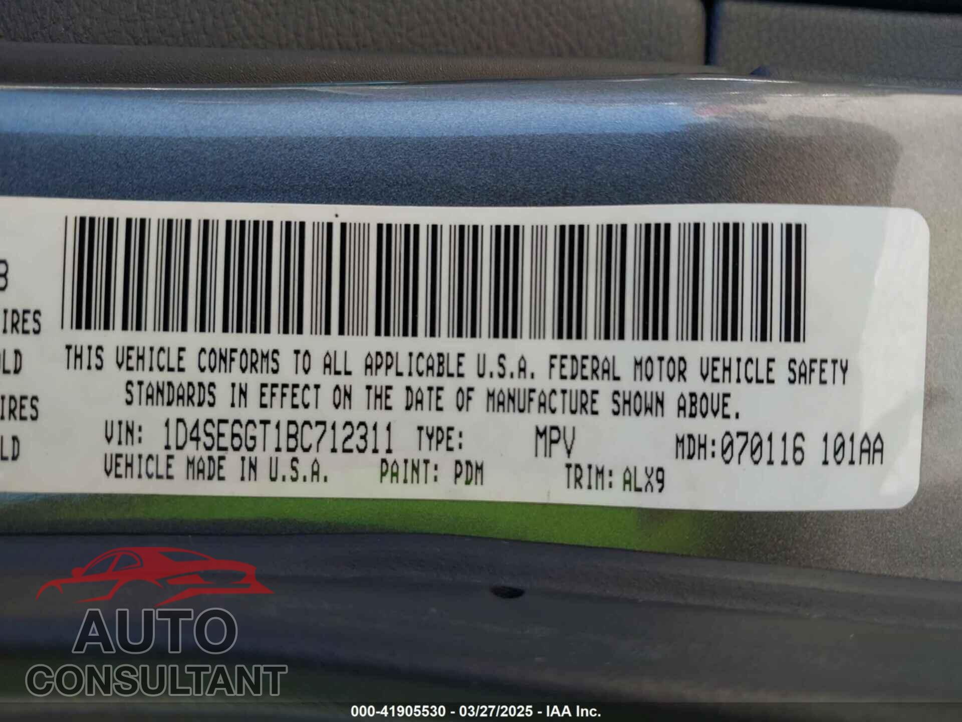 DODGE DURANGO 2011 - 1D4SE6GT1BC712311
