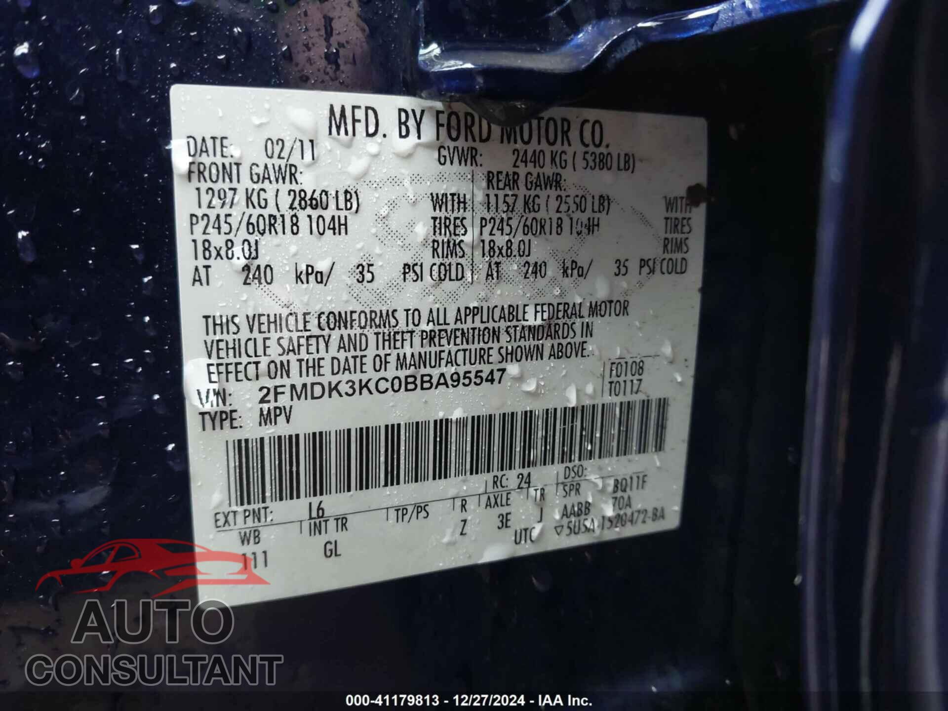 FORD EDGE 2011 - 2FMDK3KC0BBA95547