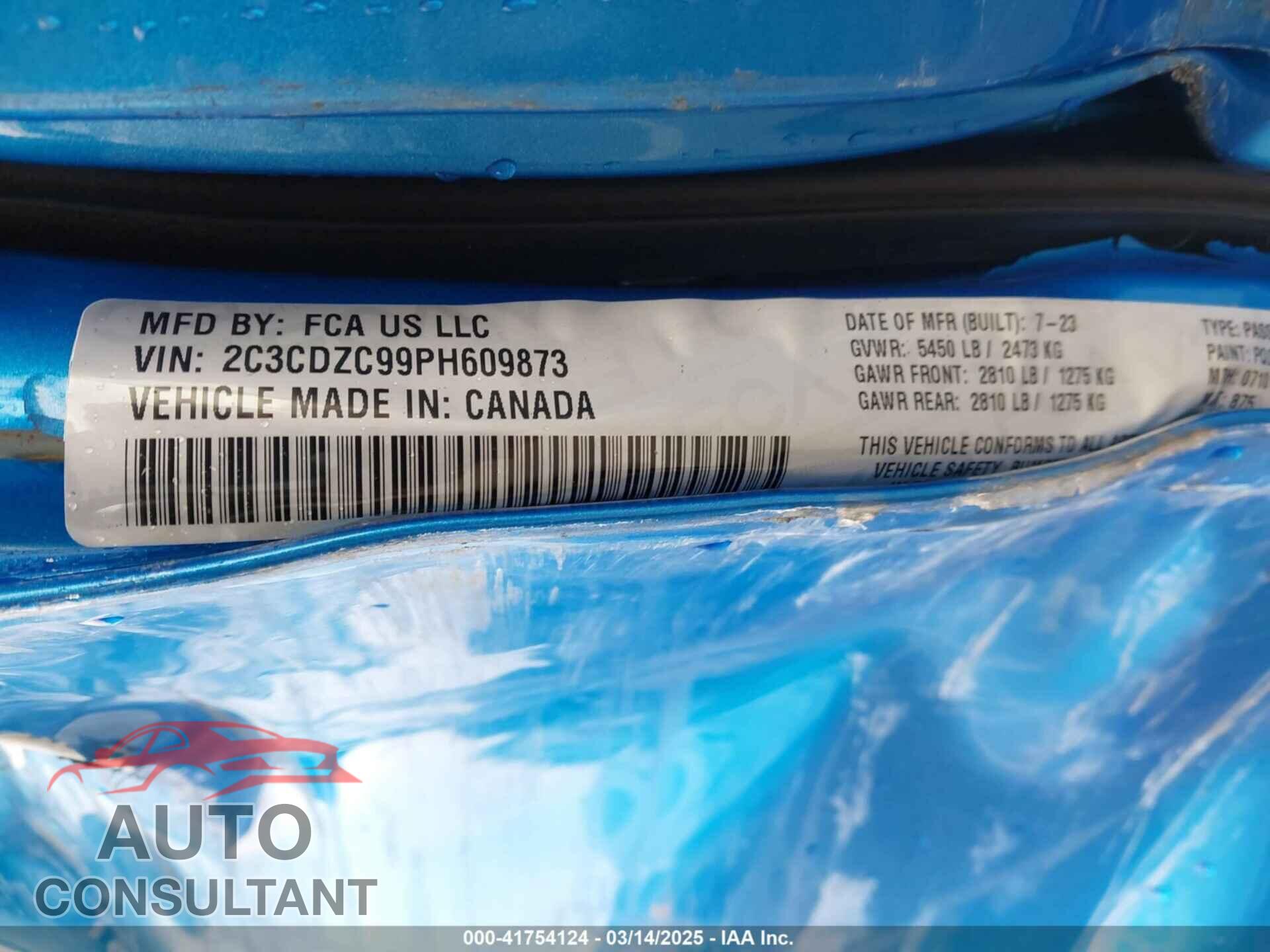 DODGE CHALLENGER 2023 - 2C3CDZC99PH609873