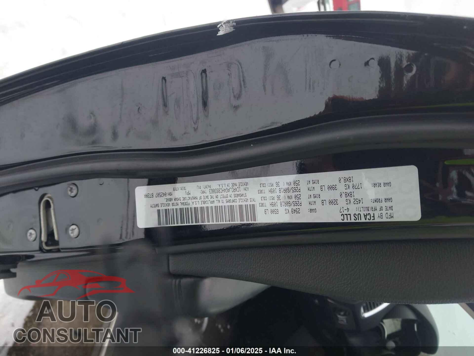 DODGE DURANGO 2017 - 1C4RDJAG4HC893863